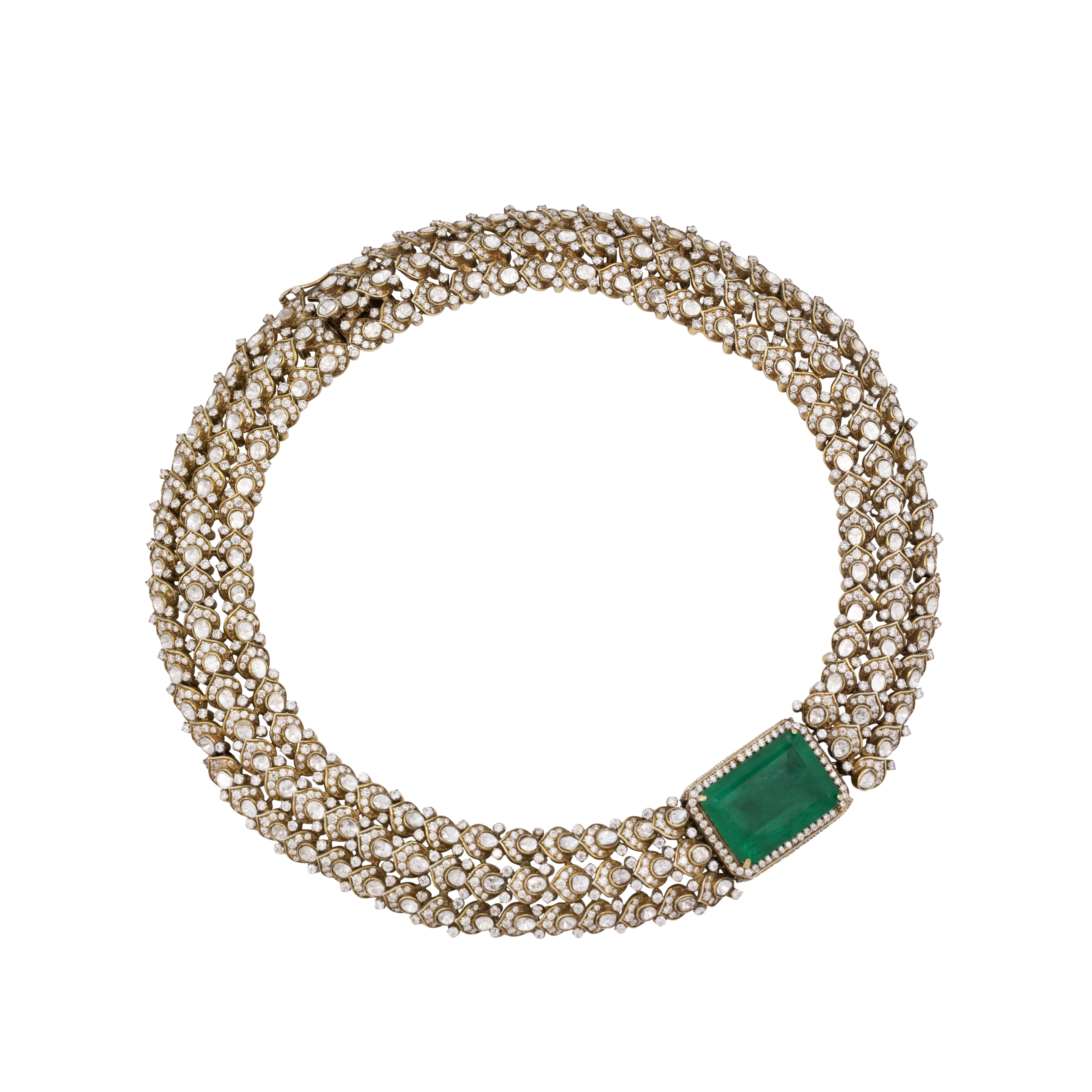 Mesh Polki Hasli with Emerald Center