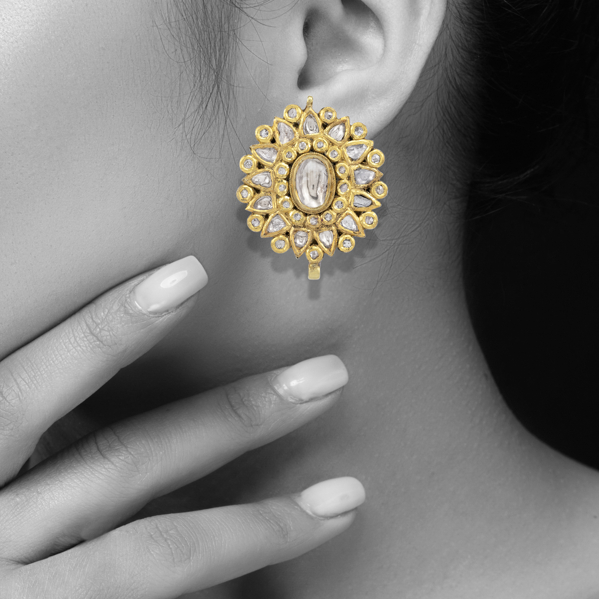 Circular Polki Stud Earrings