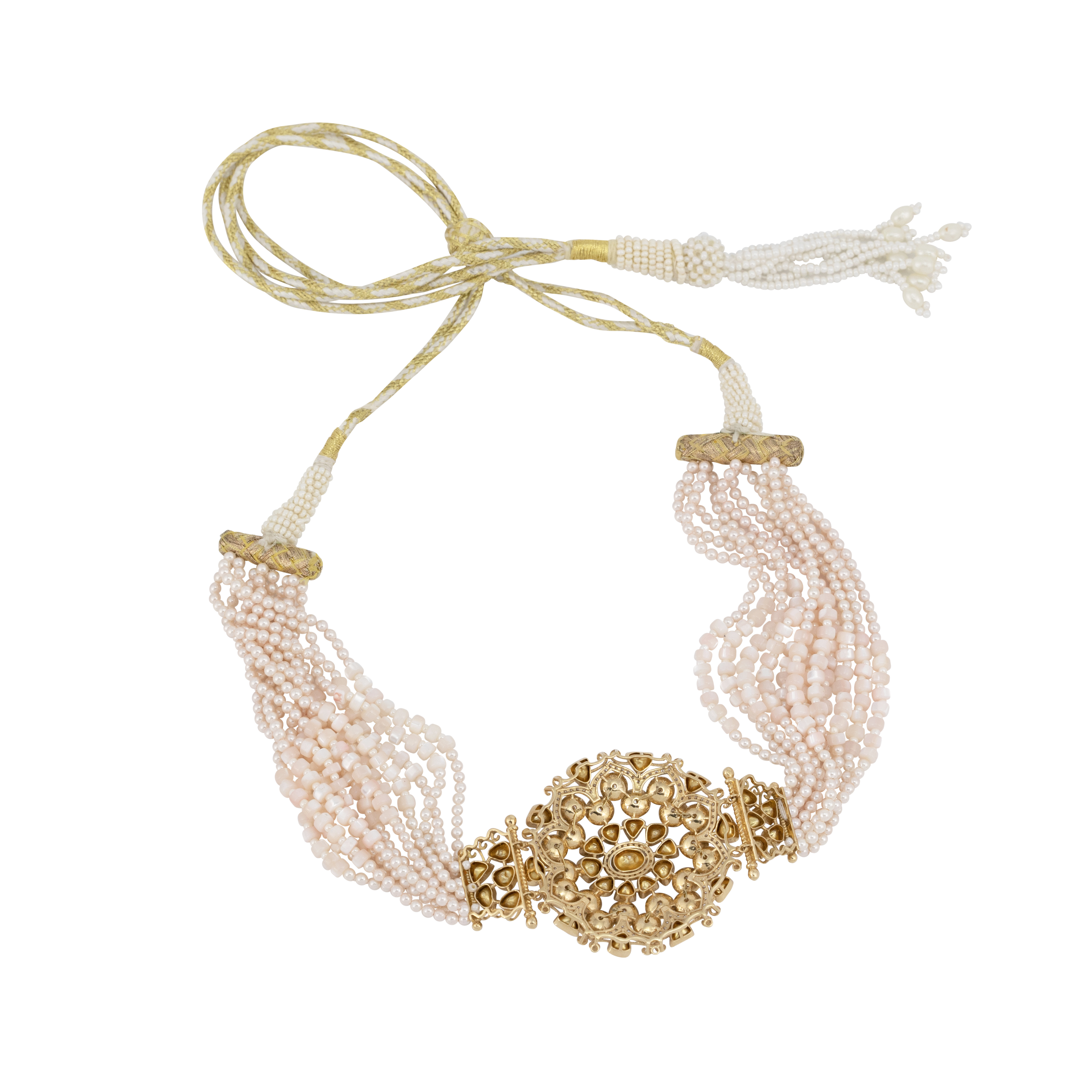 Filigree Pearl Choker with Polki and Full-Cut Diamond