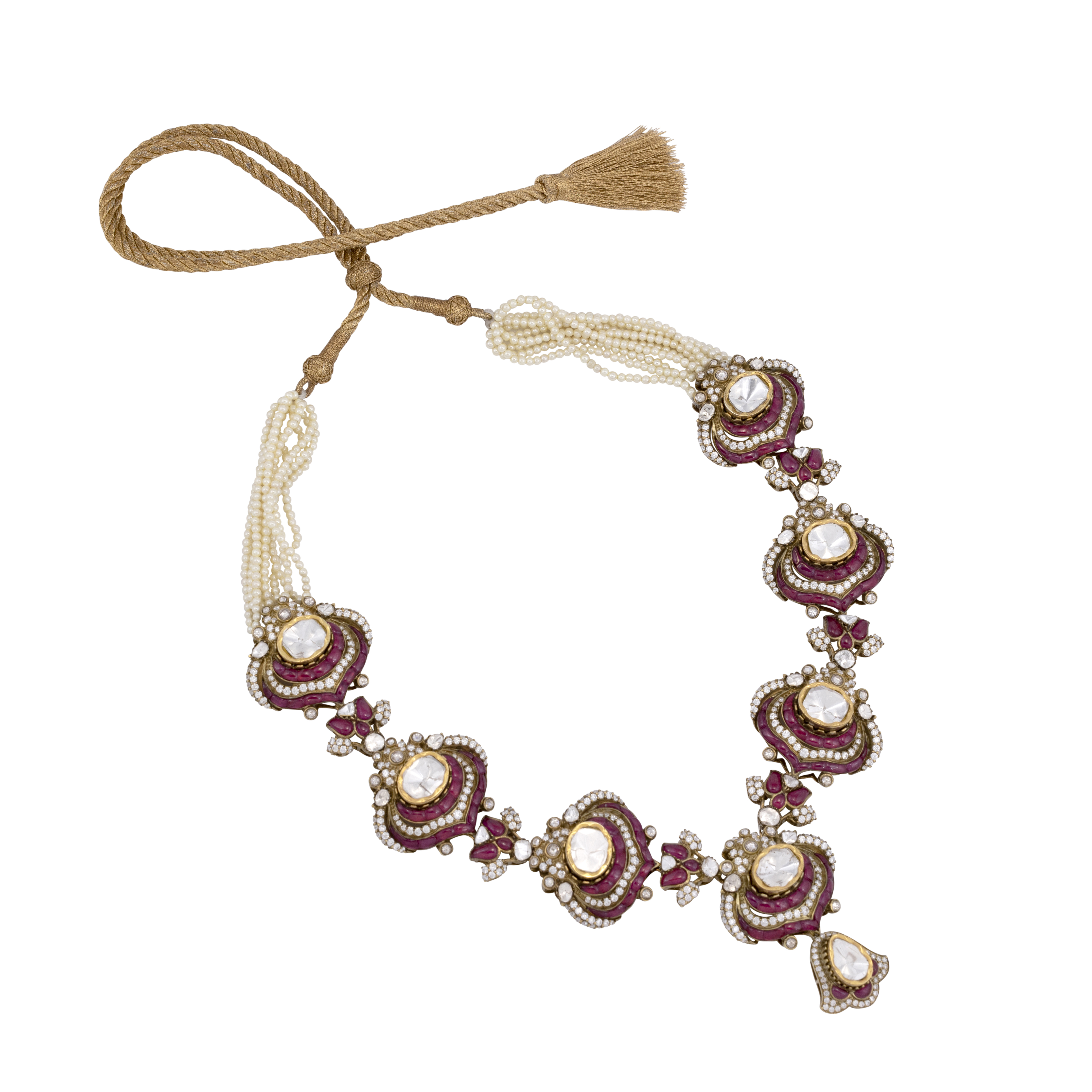Grand Ruby Polki Necklace with Layered Detailing