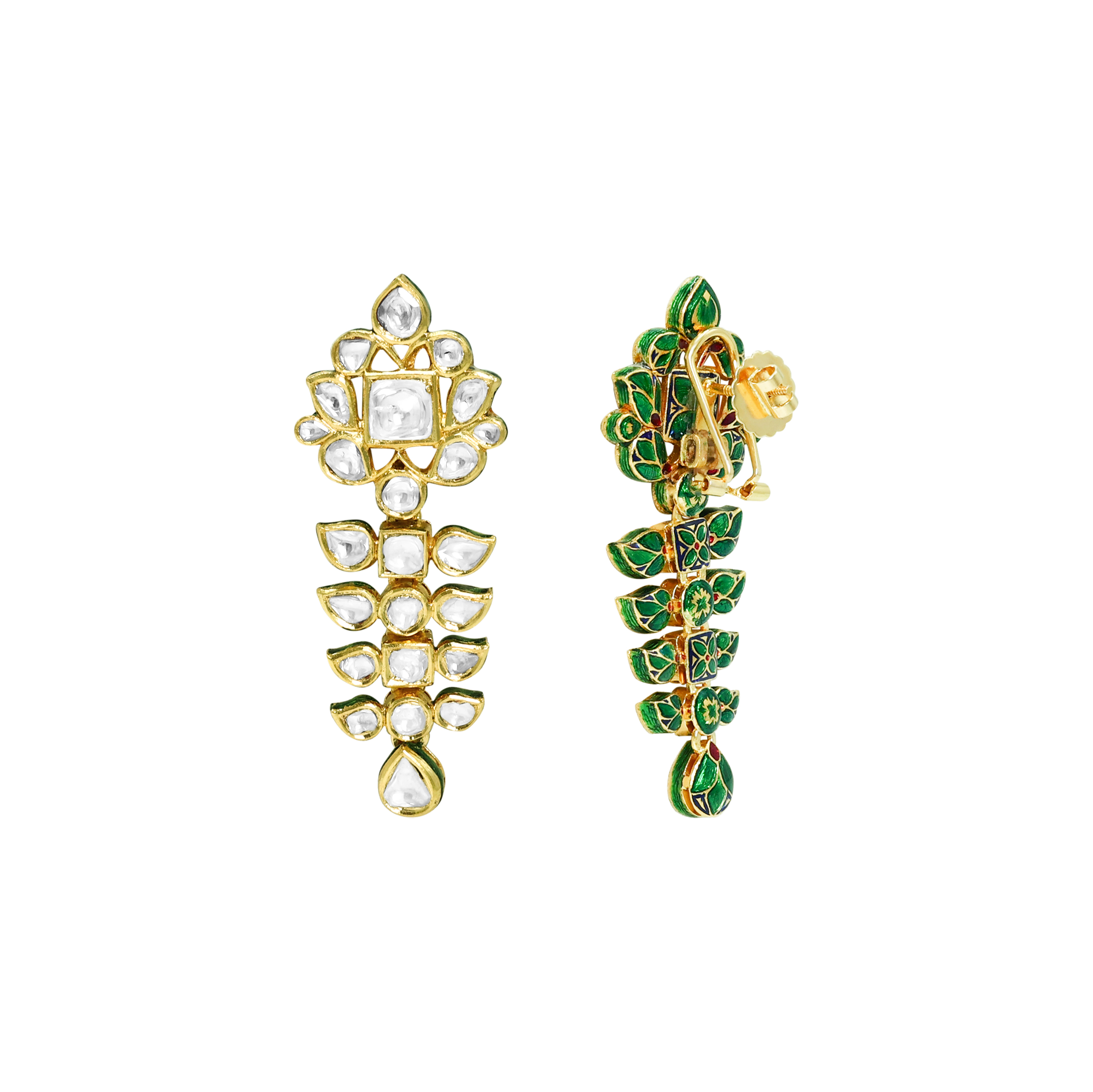 Polki Necklace Set with Pendant and Teardrop Accent