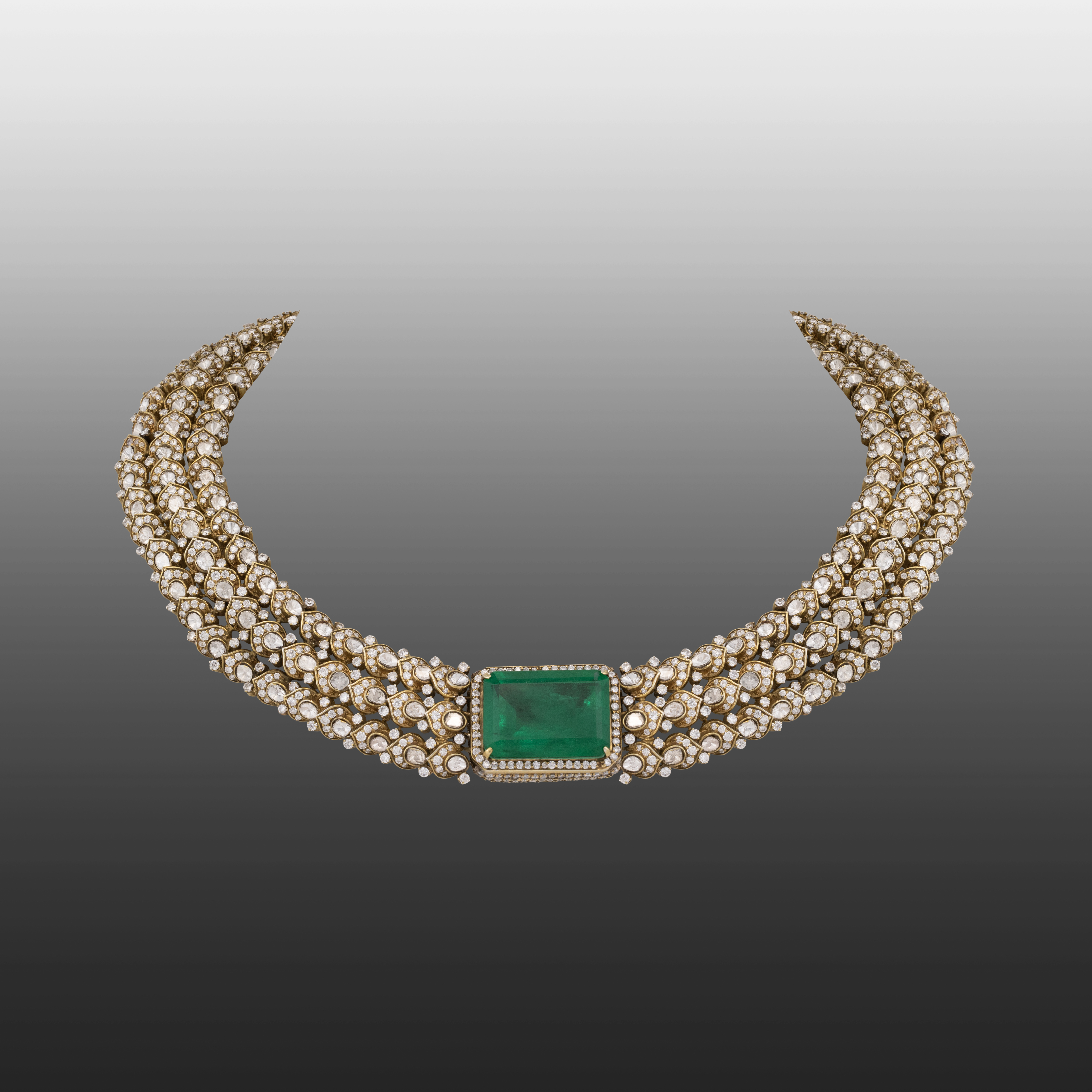 Mesh Polki Hasli with Emerald Center