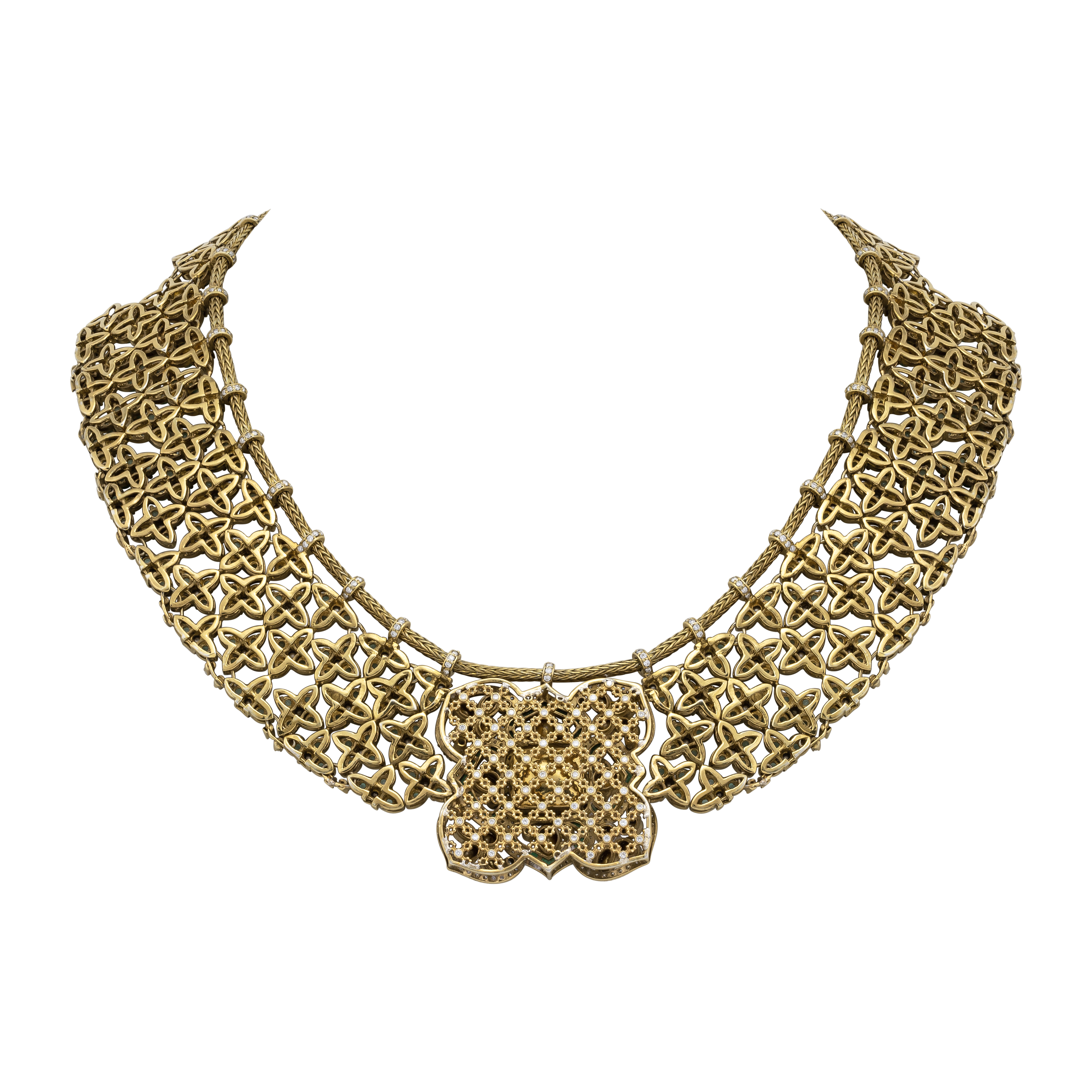 Emerald Cabochon Mesh Necklace