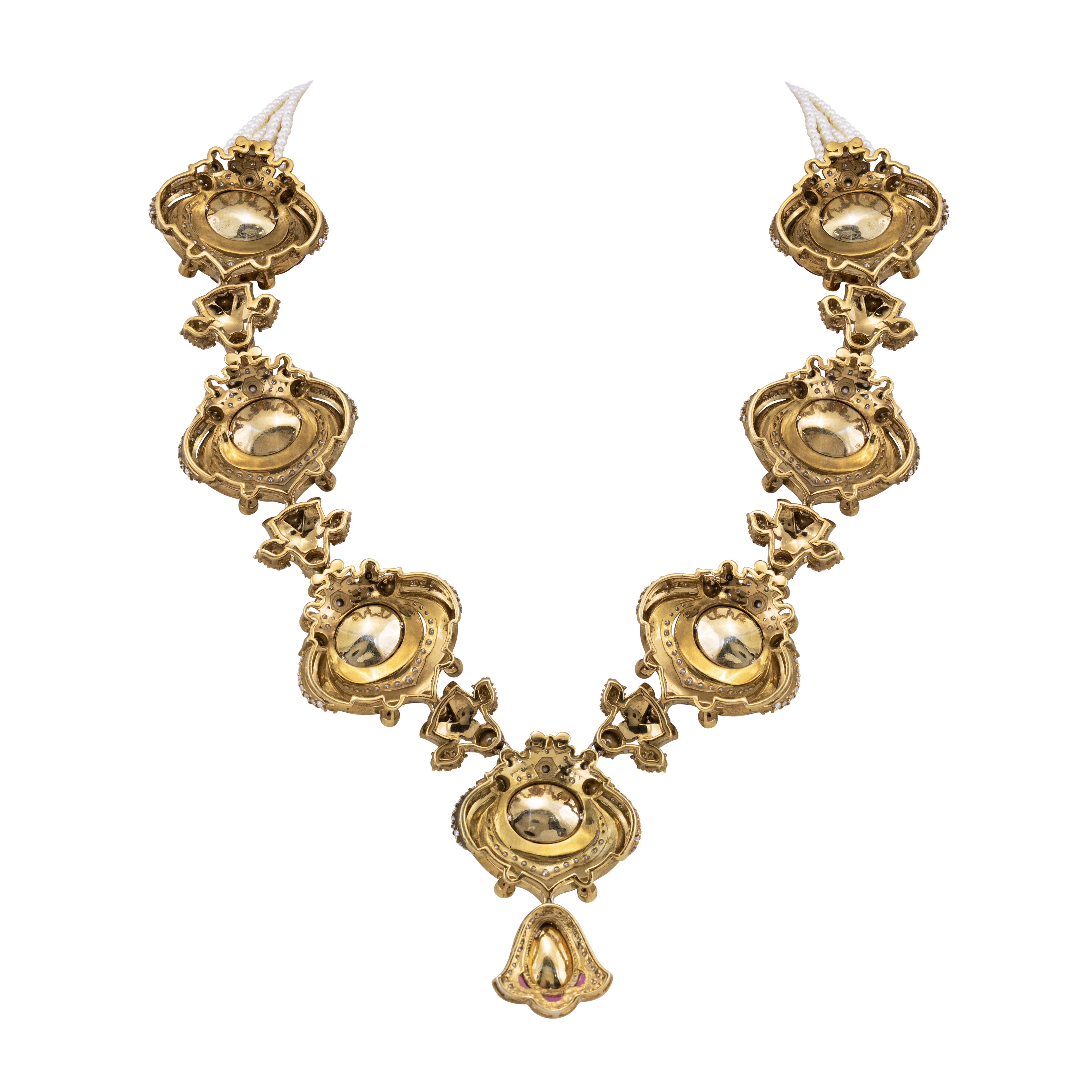 Grand Ruby Polki Necklace with Layered Detailing