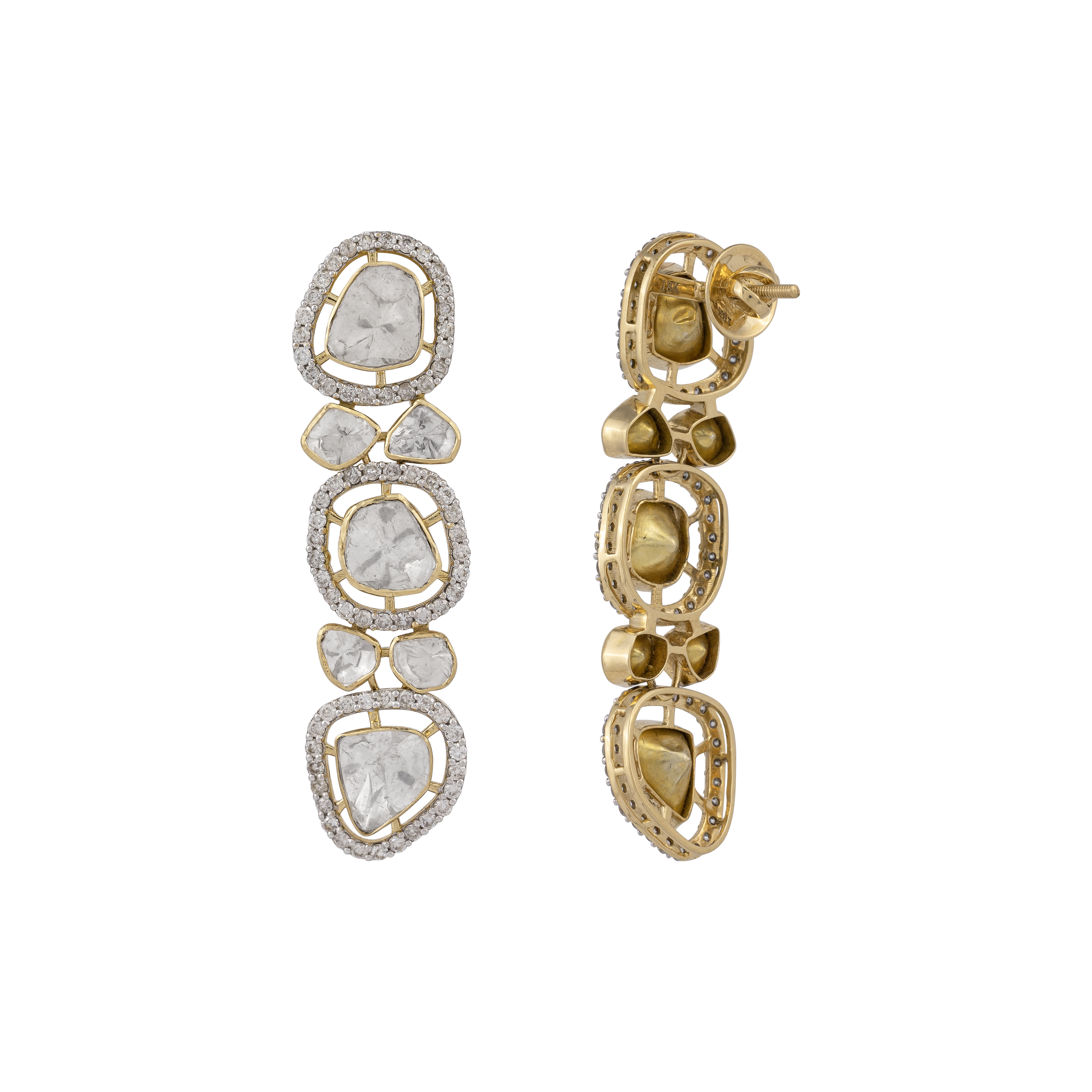 Open-Setting Polki Diamond Drop Earrings