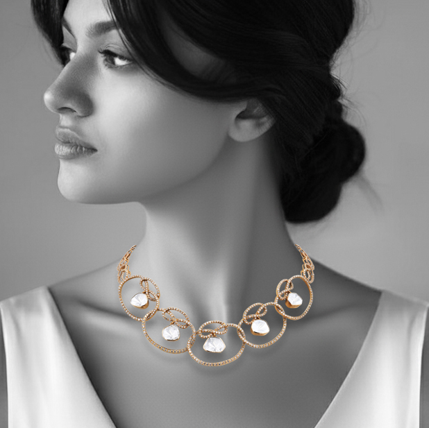 Antique Polki Drop Interlinked Necklace