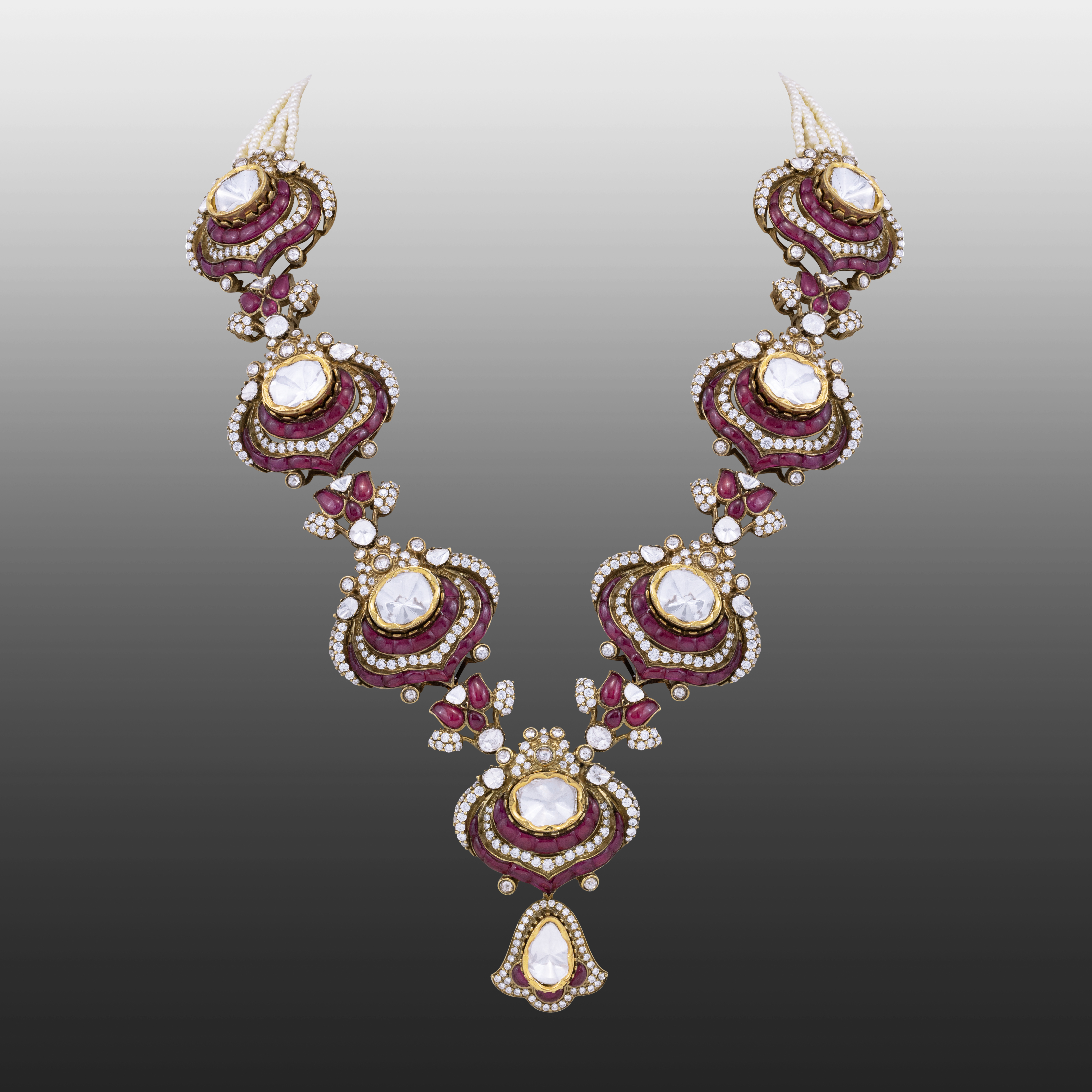Grand Ruby Polki Necklace with Layered Detailing
