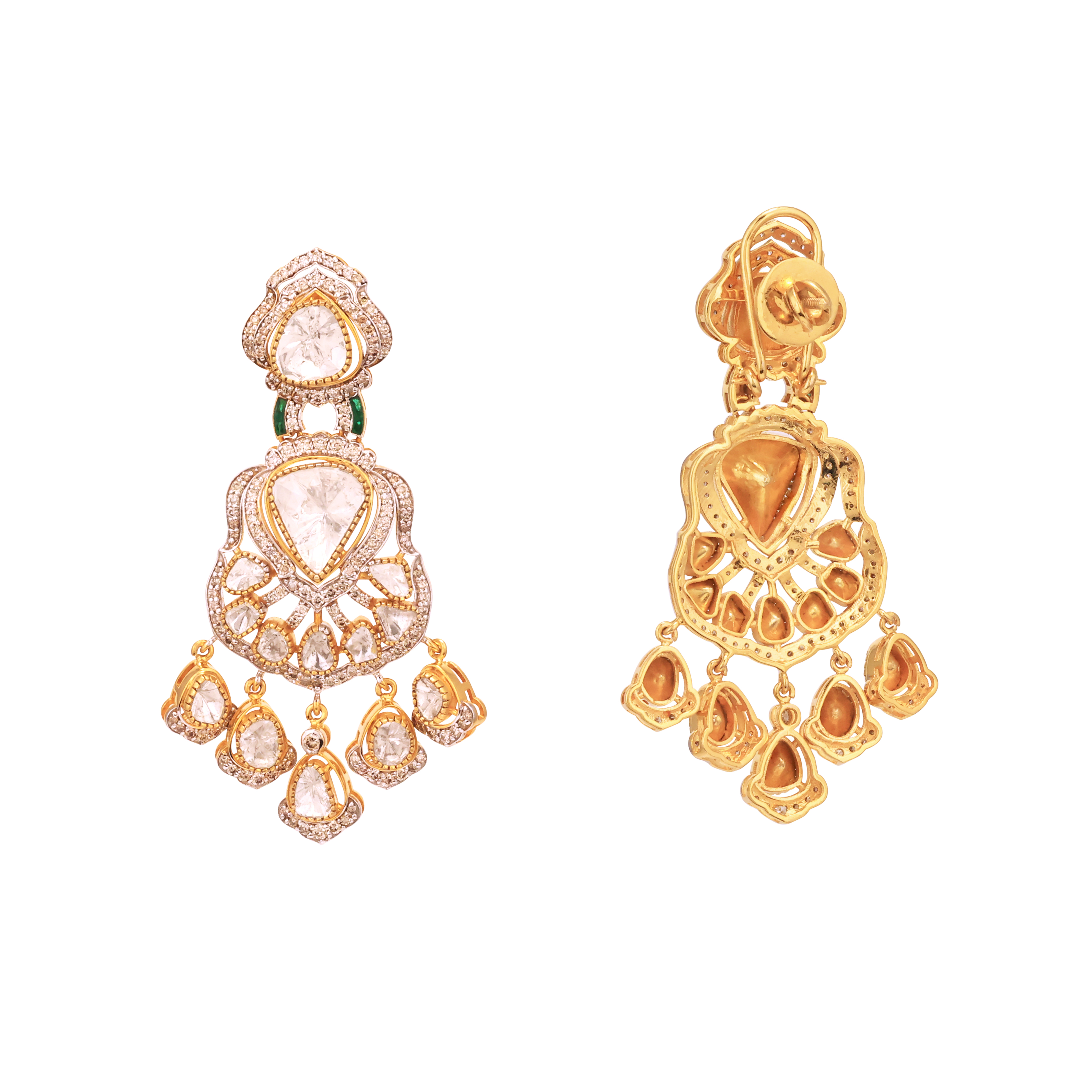 Inverted Pear Polki Drop Earrings