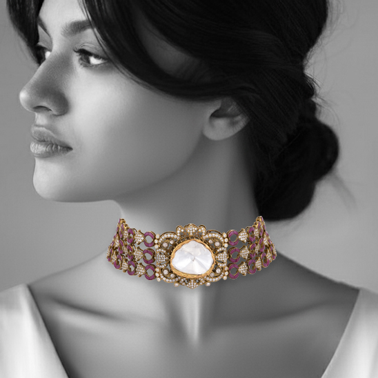 Statement Choker with Ruby Links and Polki Focal