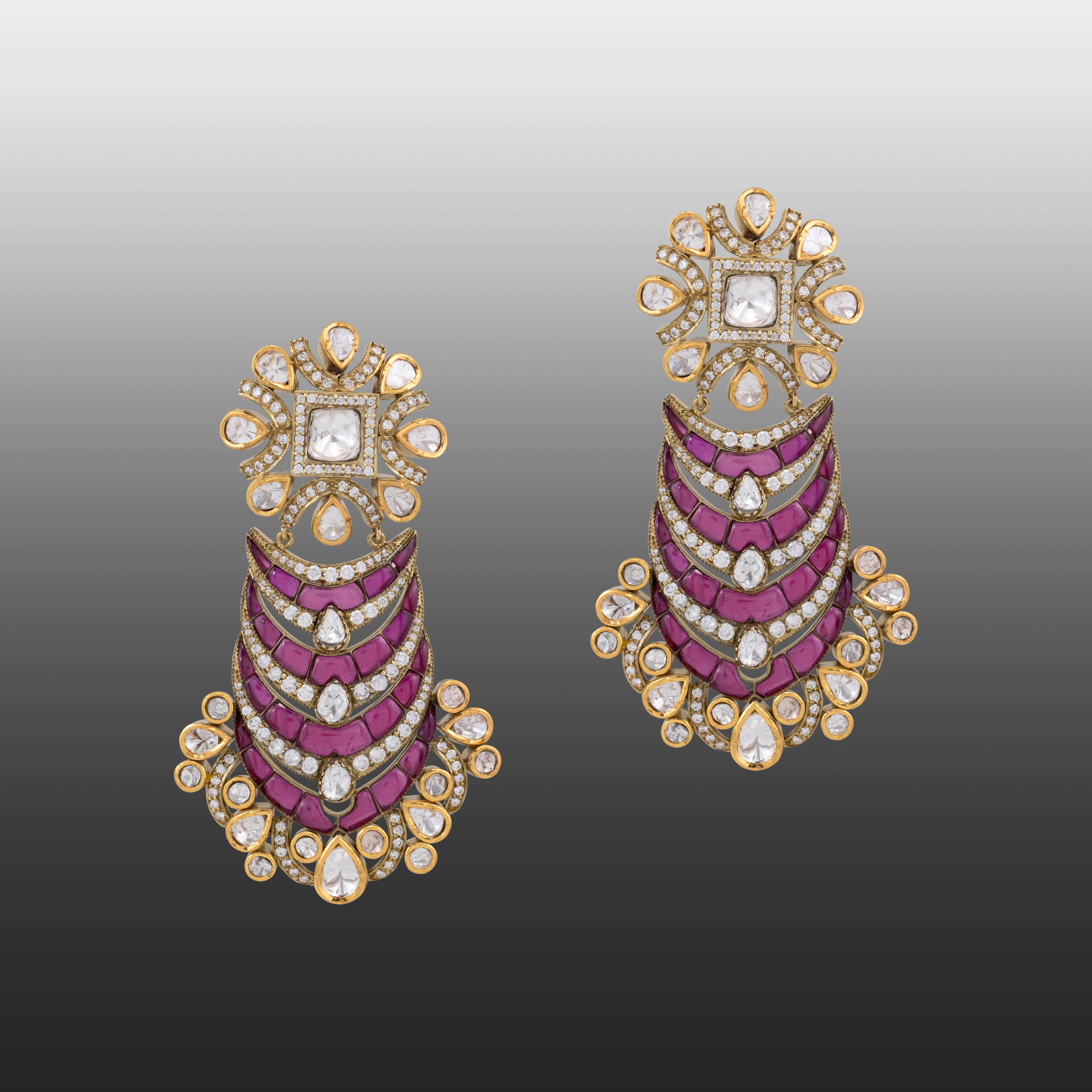 Layered Ruby Earring with Fusion Touch