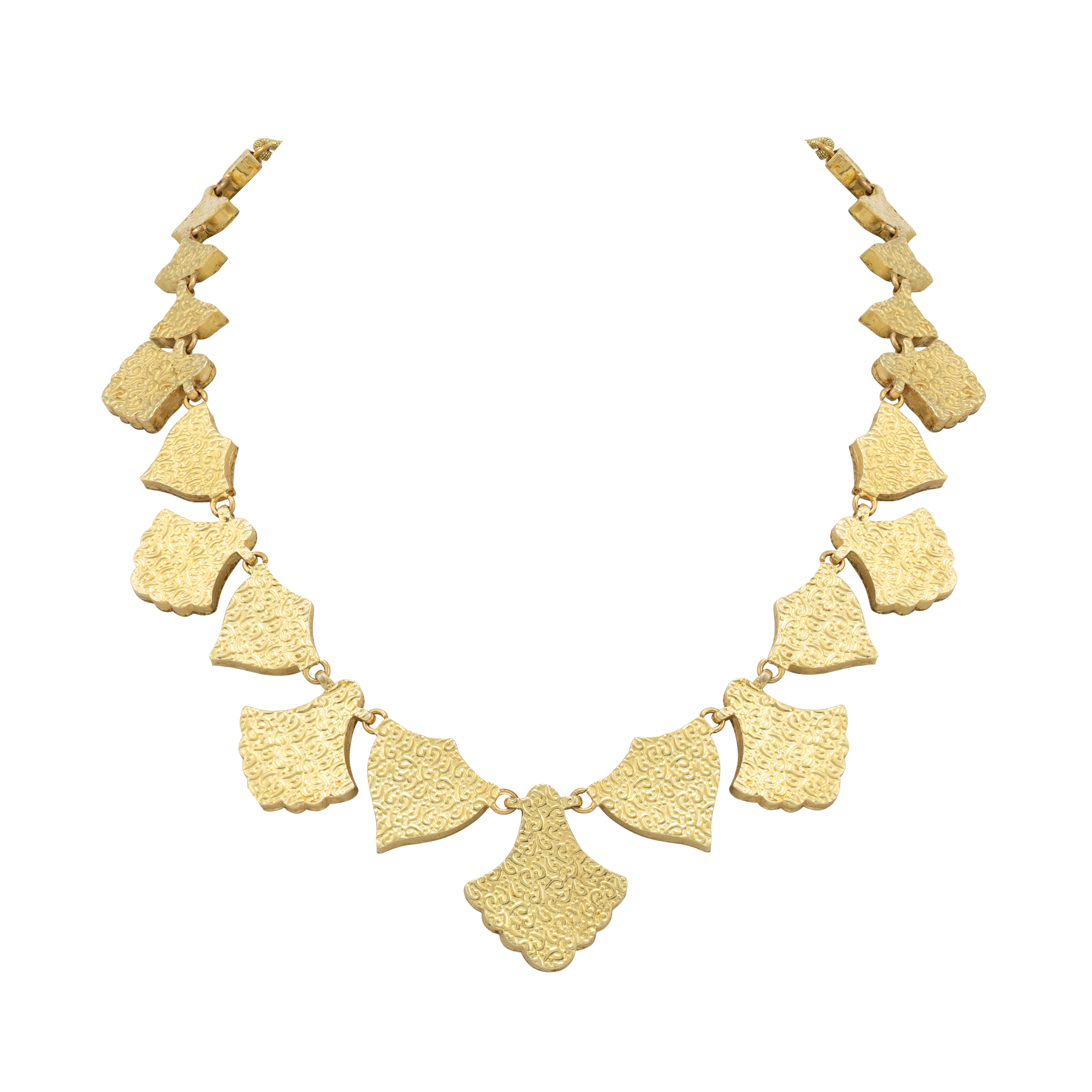 Gold and Polki Fan Motif Necklace