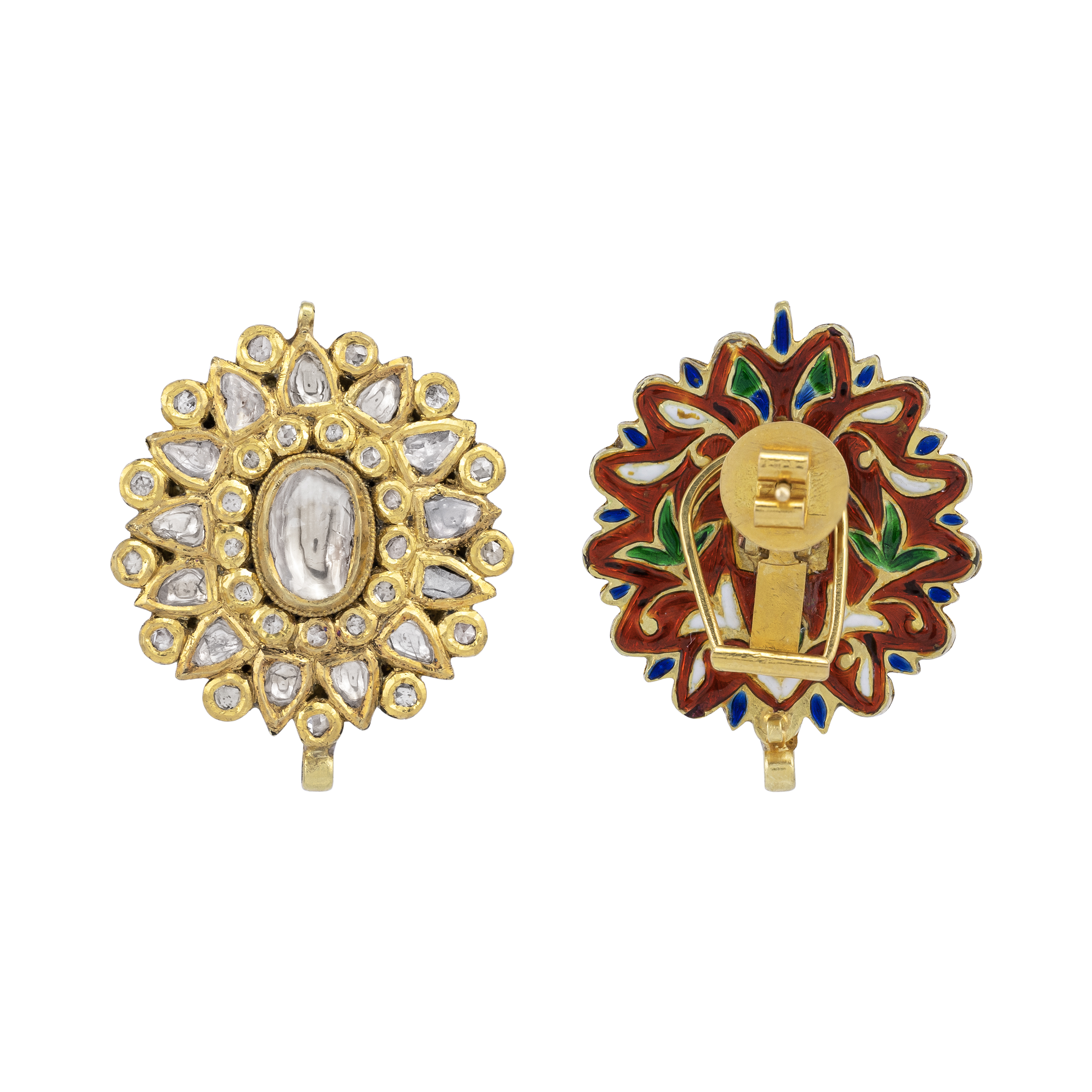 Circular Polki Stud Earrings