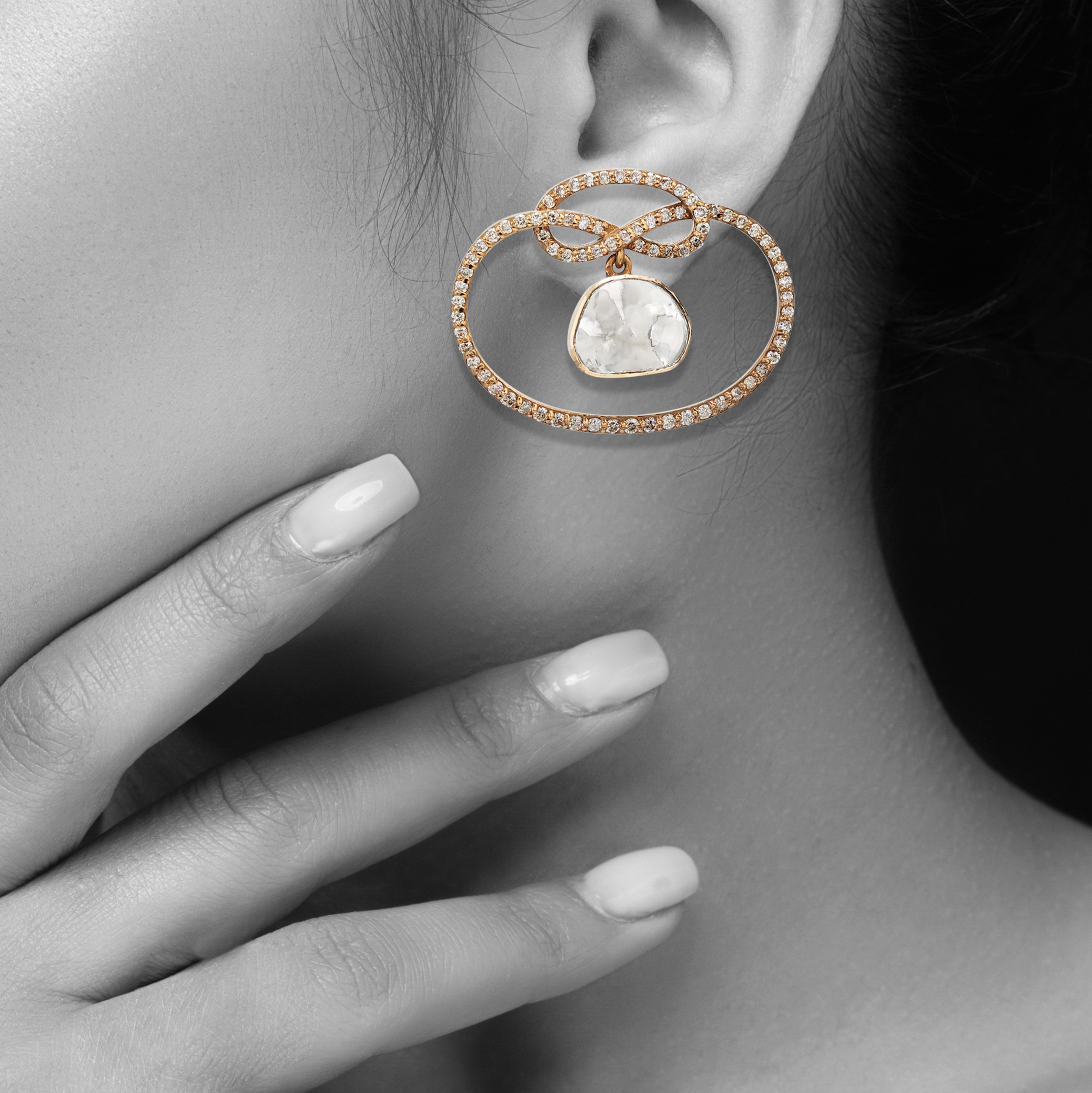 Antique Polki Drop Entangled Stud