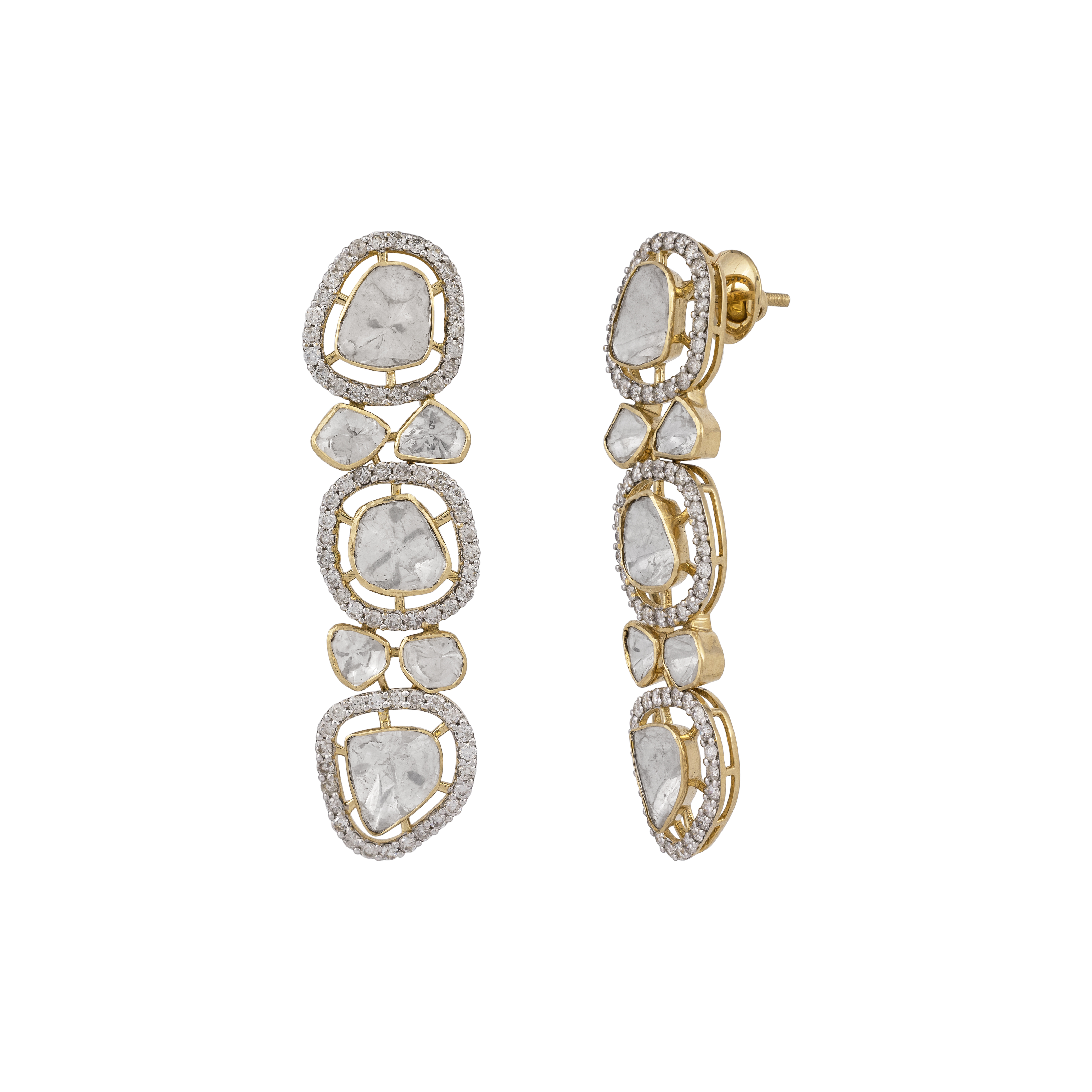 Open-Setting Polki Diamond Drop Earrings