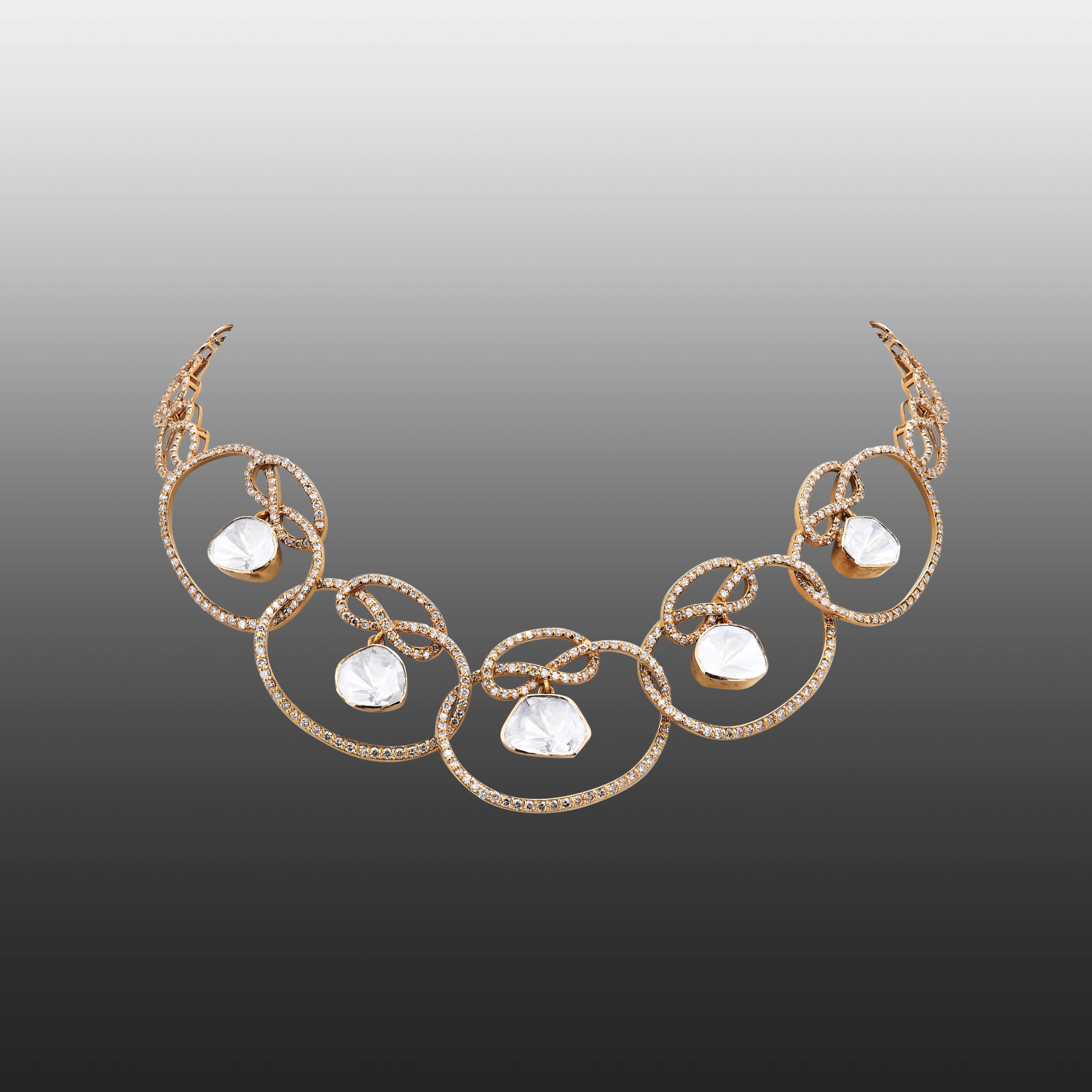 Antique Polki Drop Interlinked Necklace