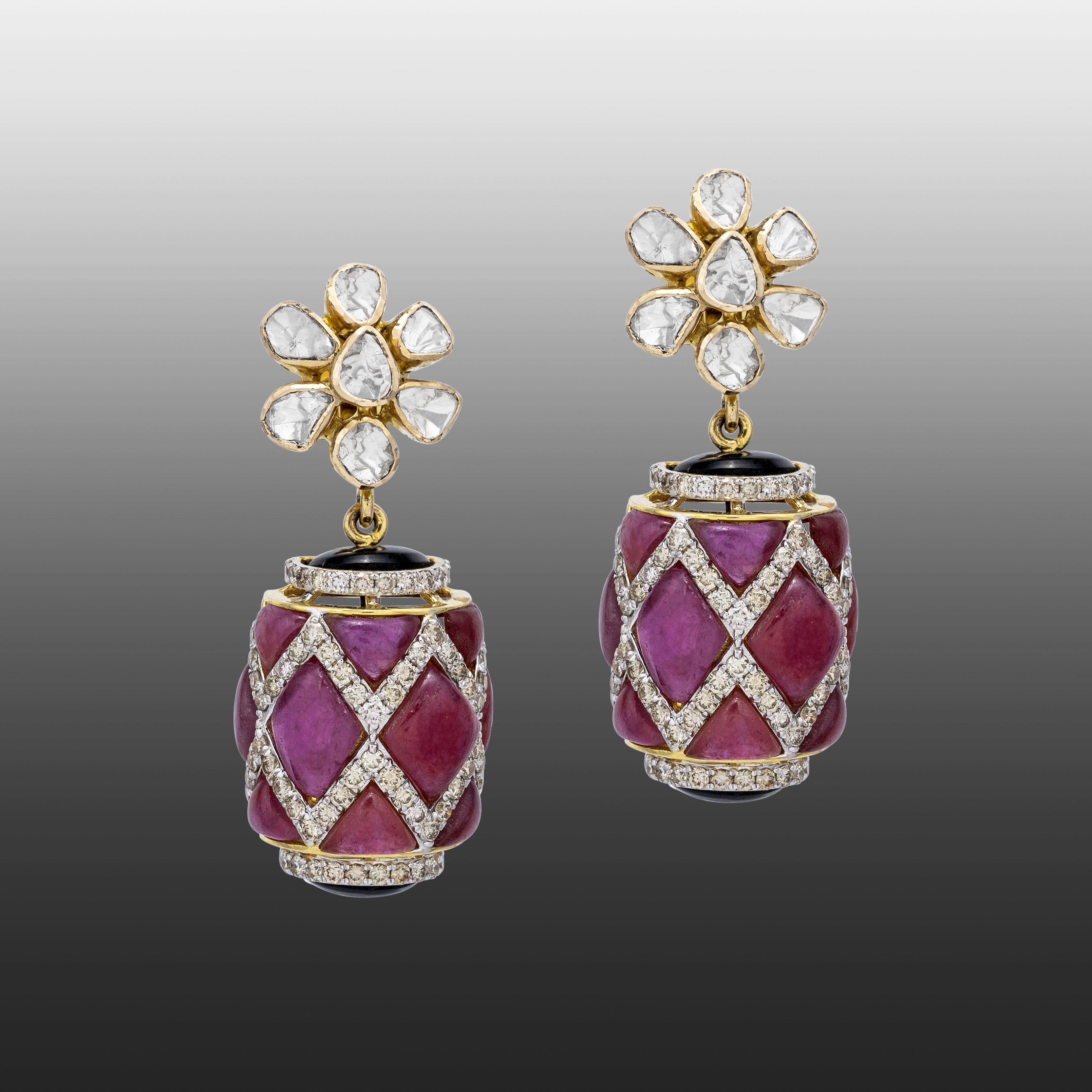 Polki Earrings with Floral Accents