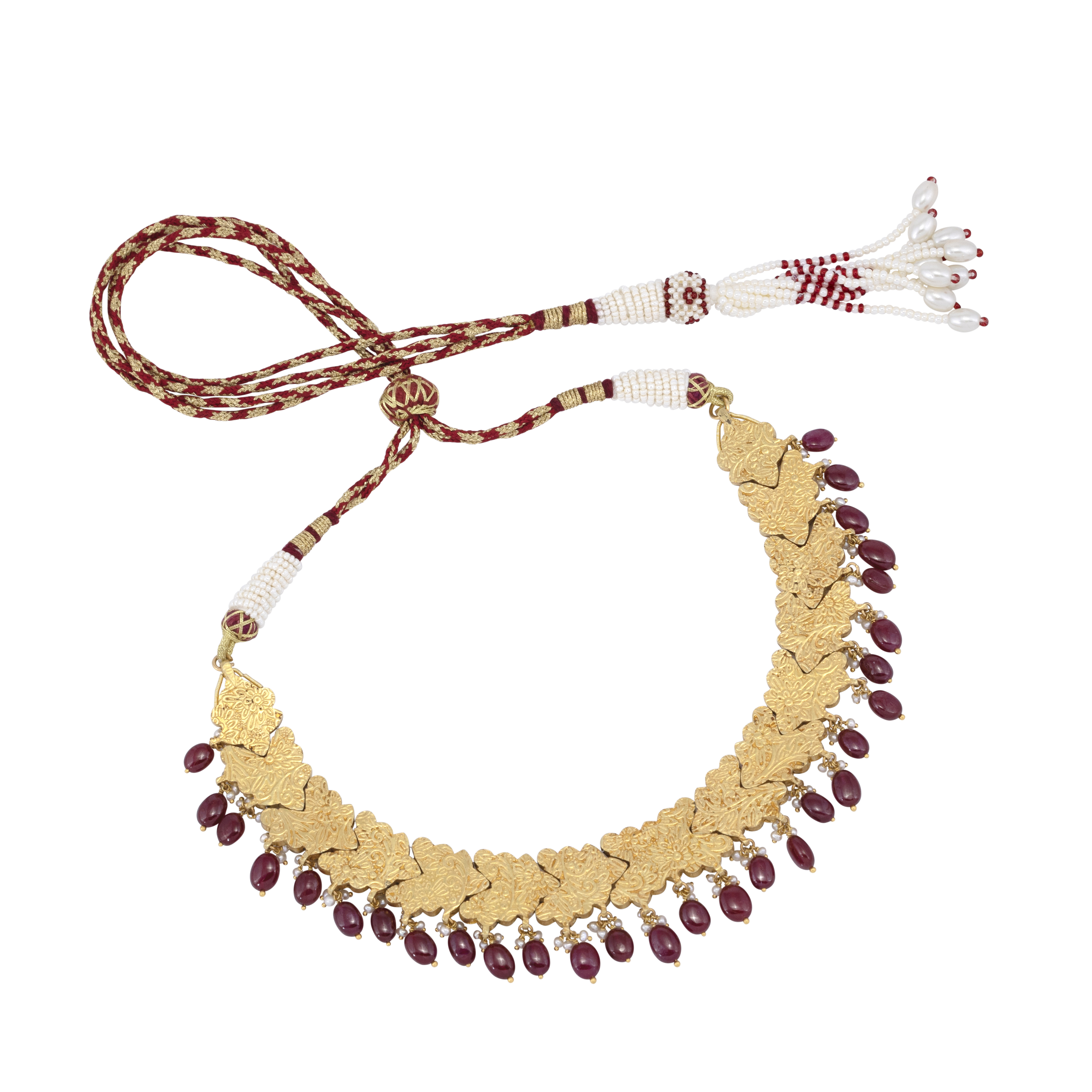 Ruby Guluband Necklace with Polki Cluster