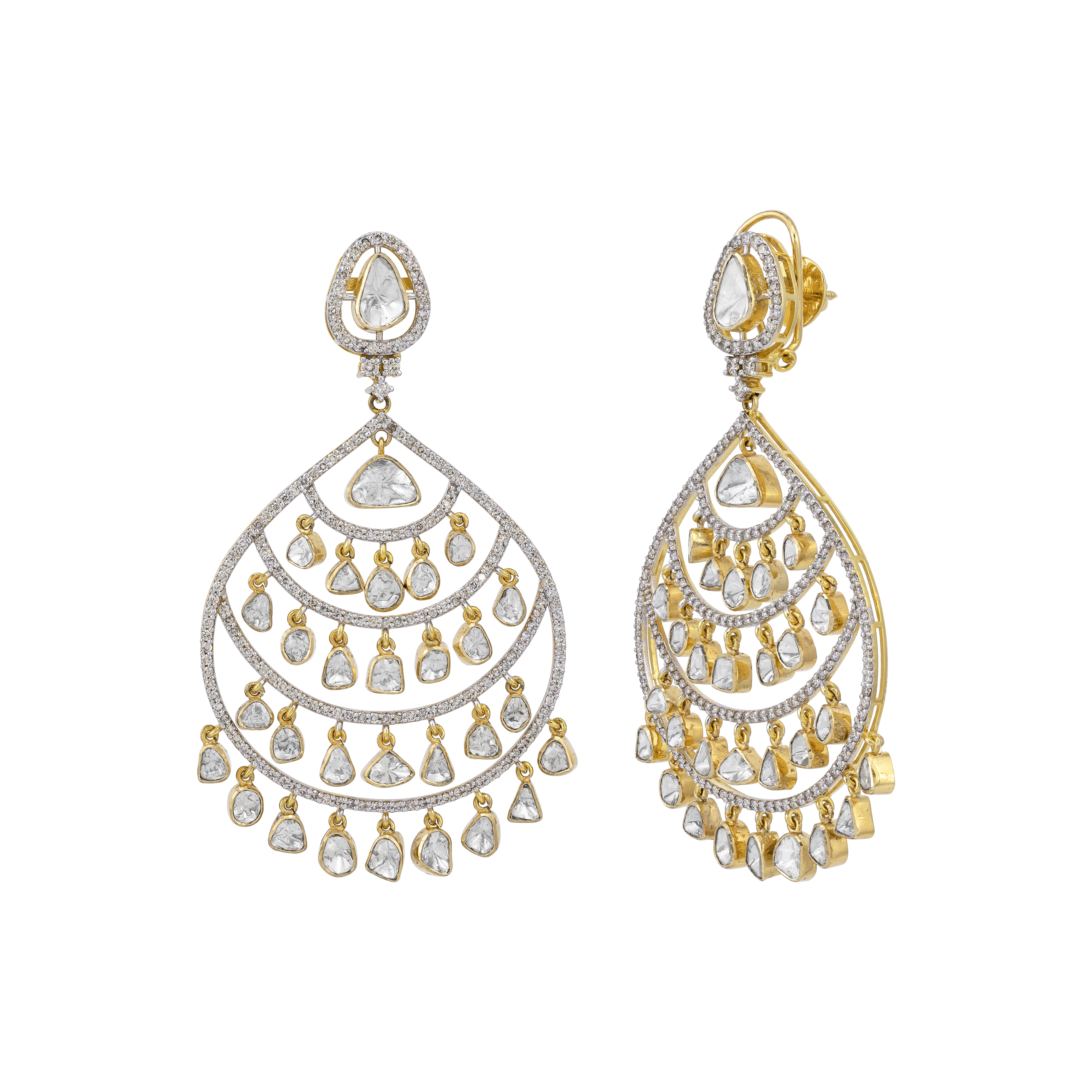 Tiered Open-Setting Polki Danglers