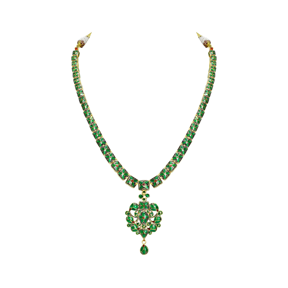 Polki Necklace Set with Pendant and Teardrop Accent