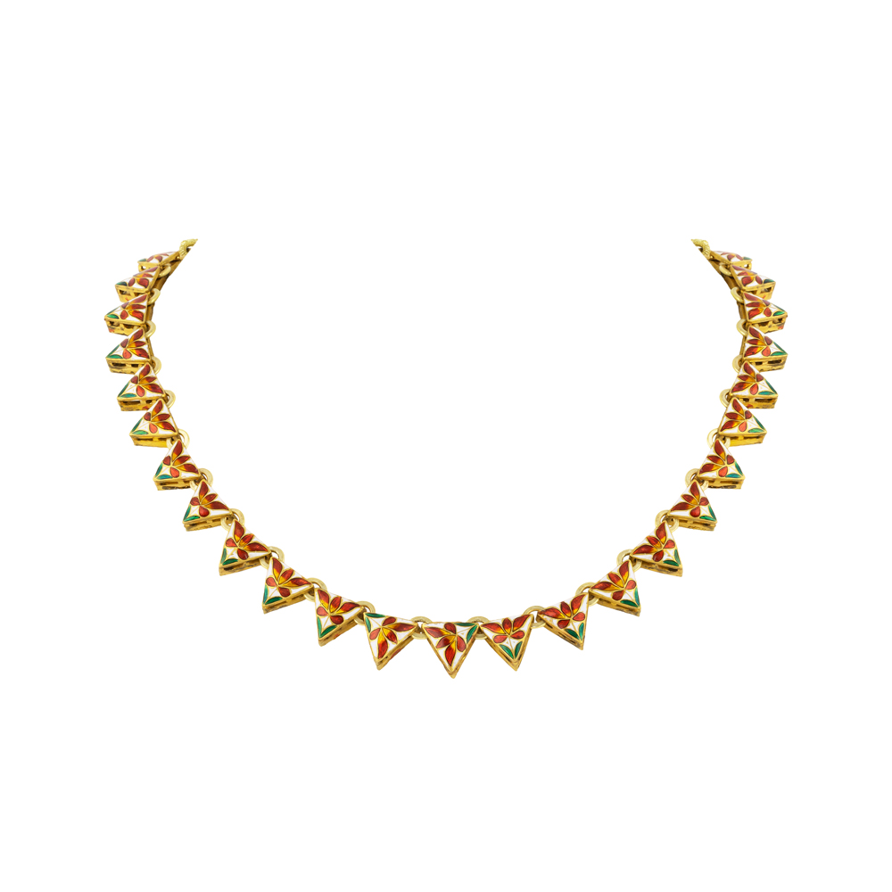 Sharp Cut Triangular Linear Uncut Diamond Polki Necklace
