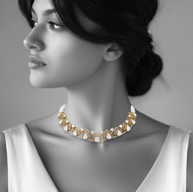 Layered Uncut Polki Necklace with Antique Detailing