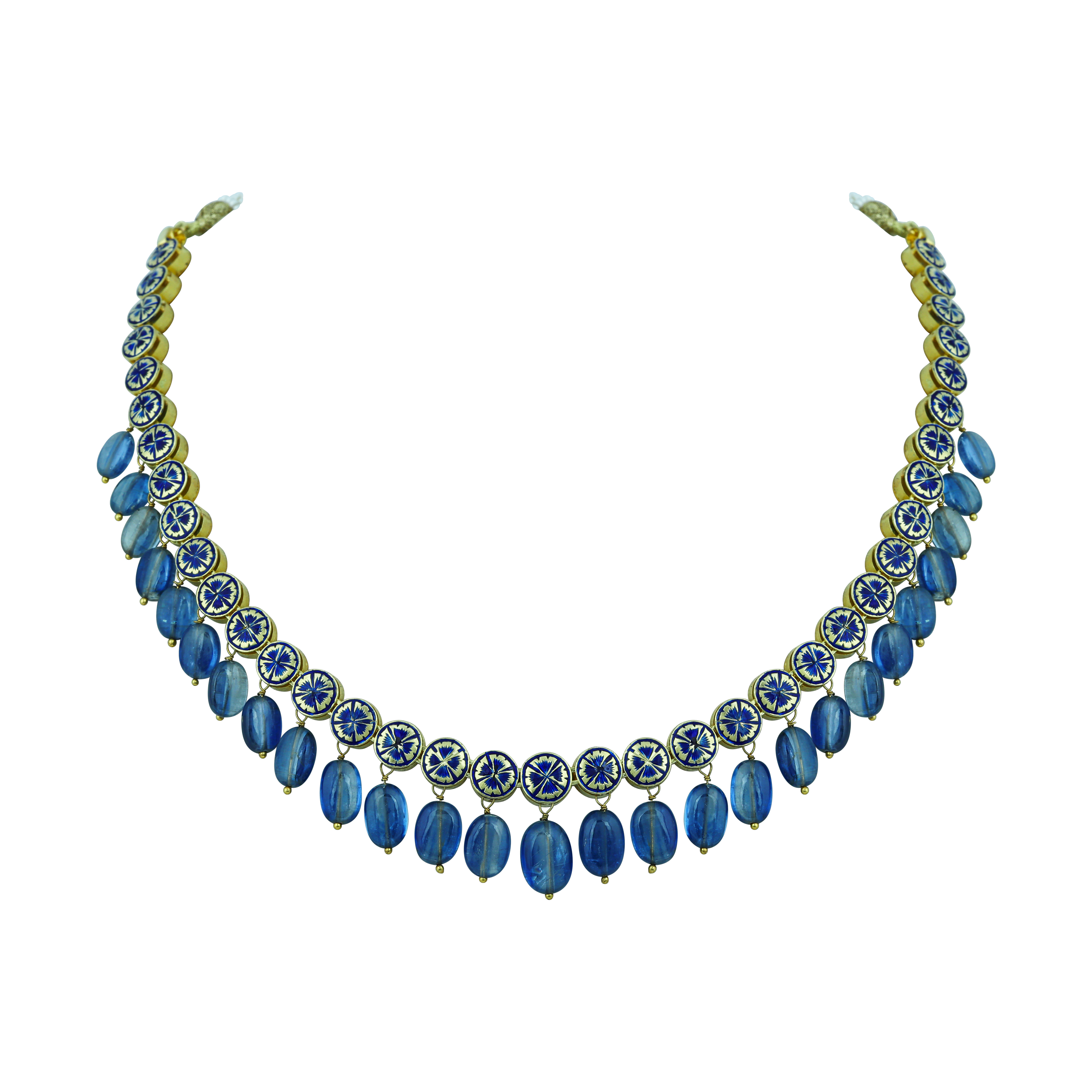 Polki Necklace with Tanzanite Drops and Timeless Elegance