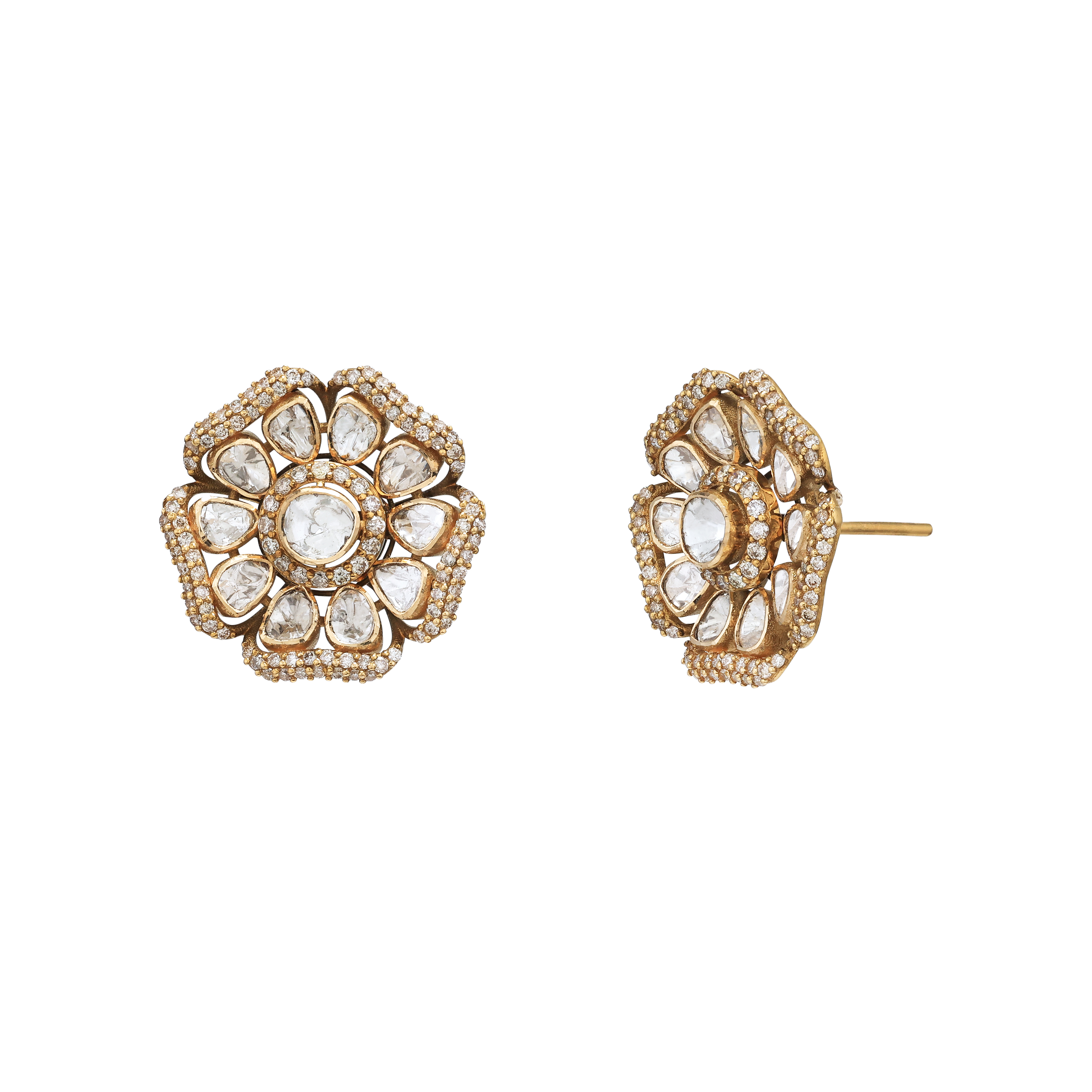 Polki Floral Antique Studs