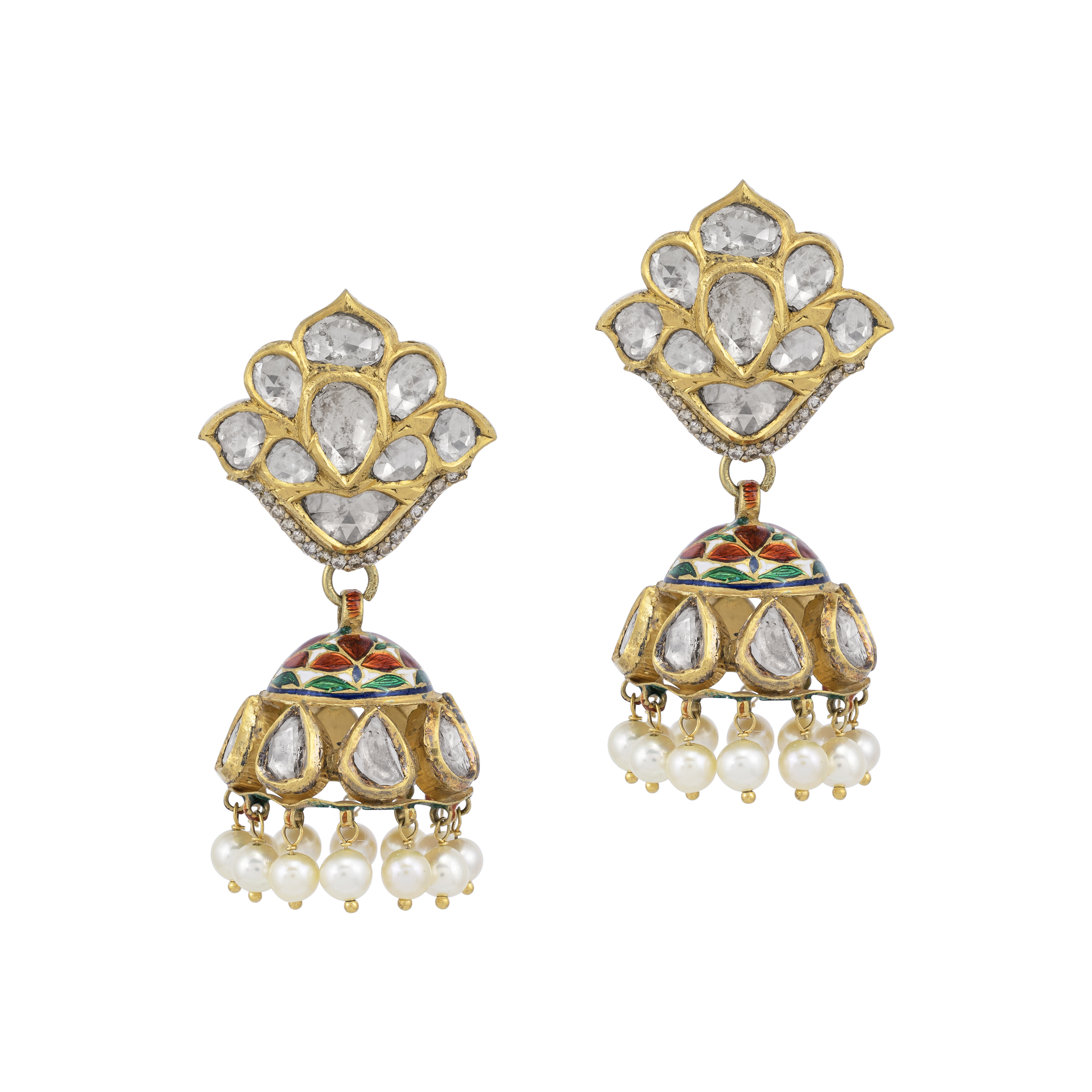 Polki Dome Jhumkas with Pearl Drops