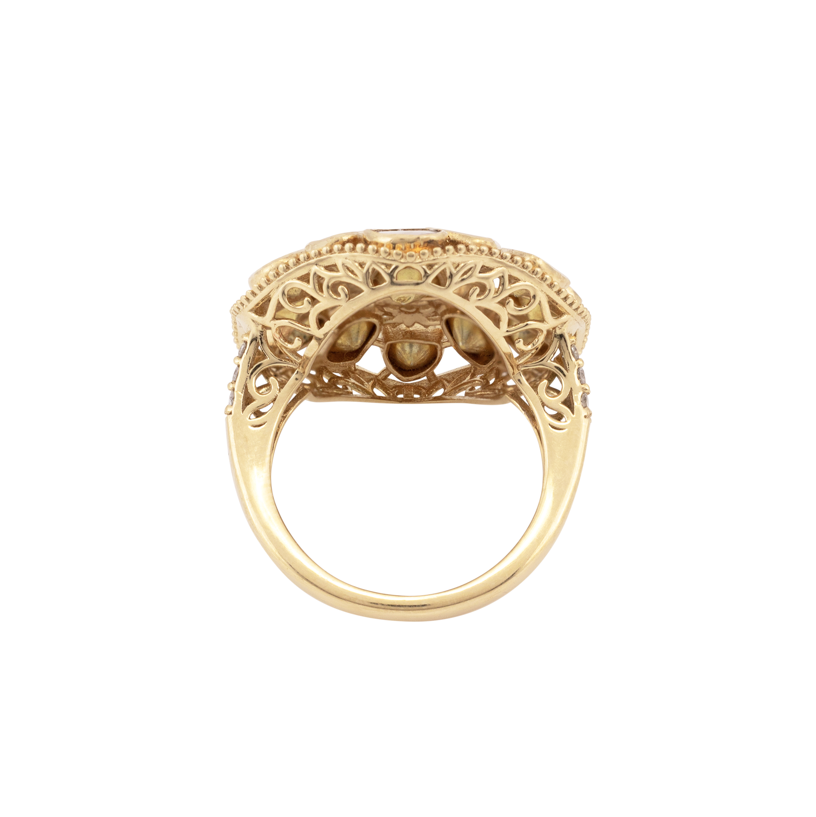 Floral Polki Ring with Intricate Gold Detailing