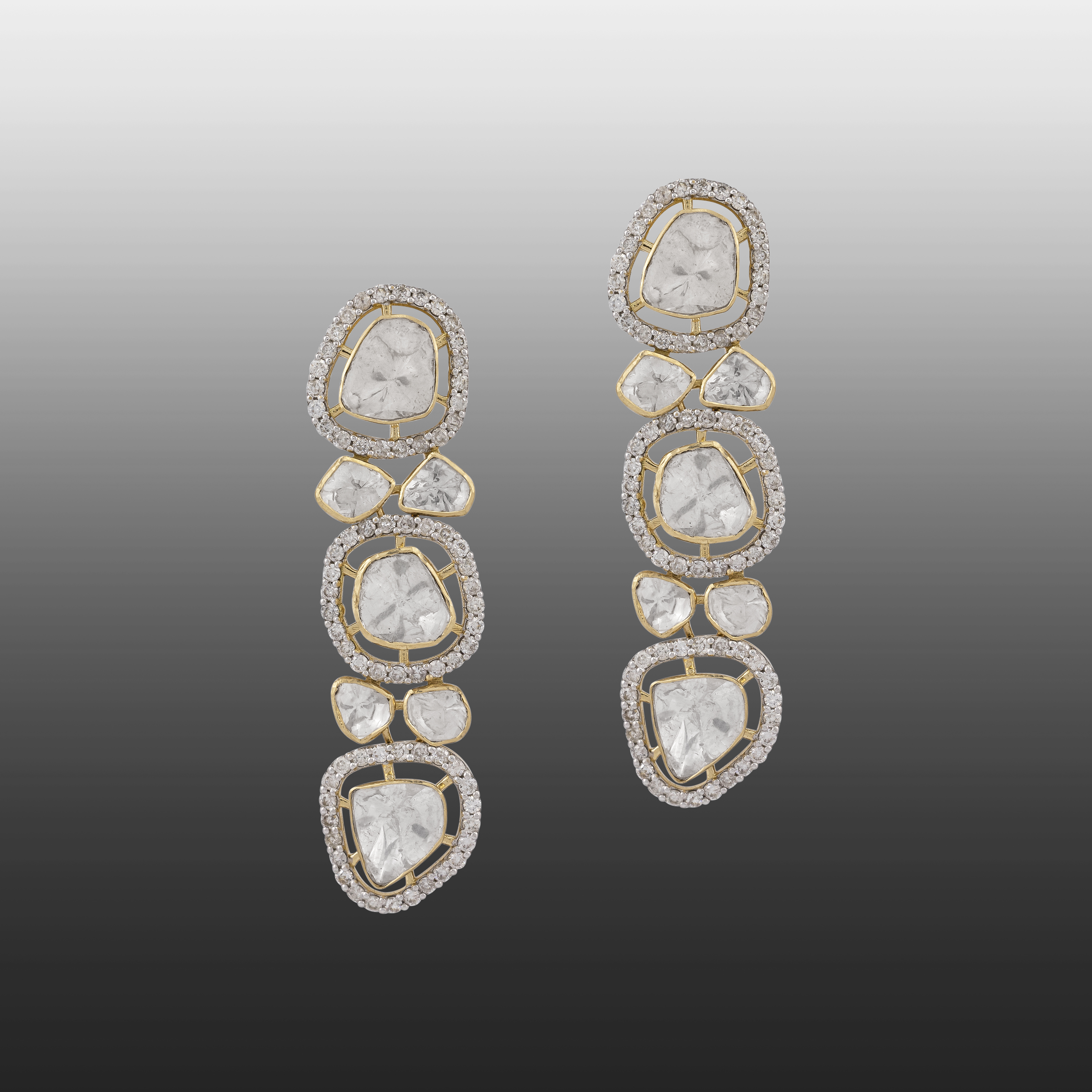 Open-Setting Polki Diamond Drop Earrings