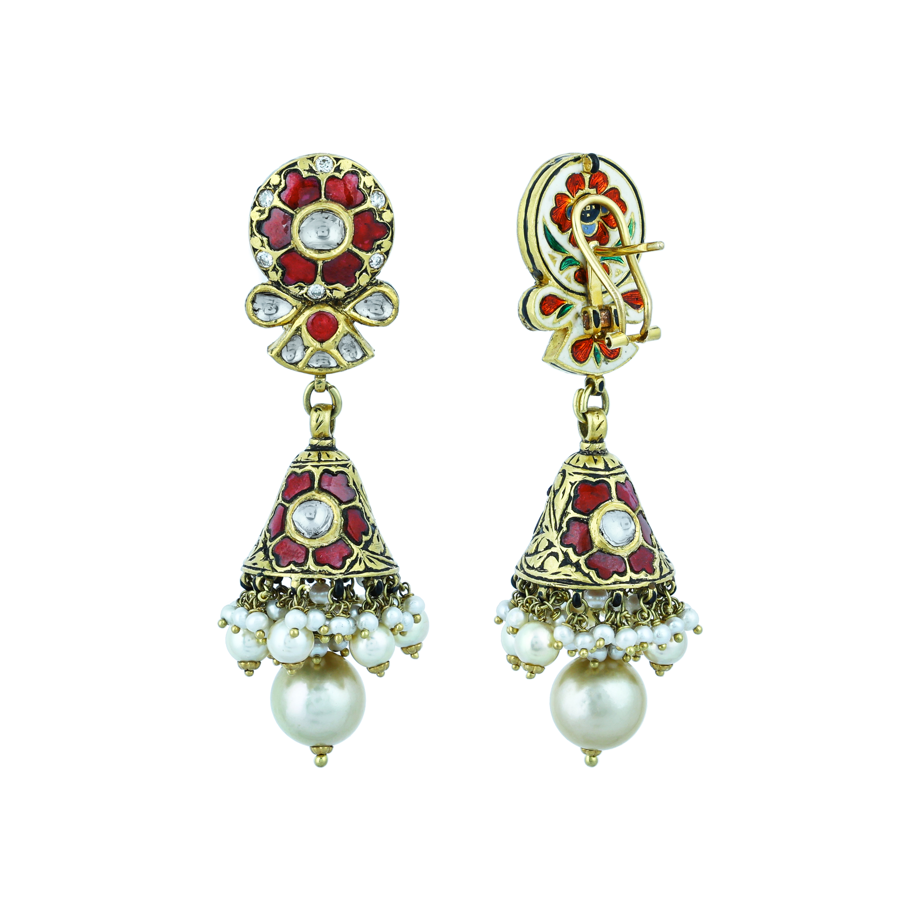 Red Talaf and Pearl Necklace Set with Partash work