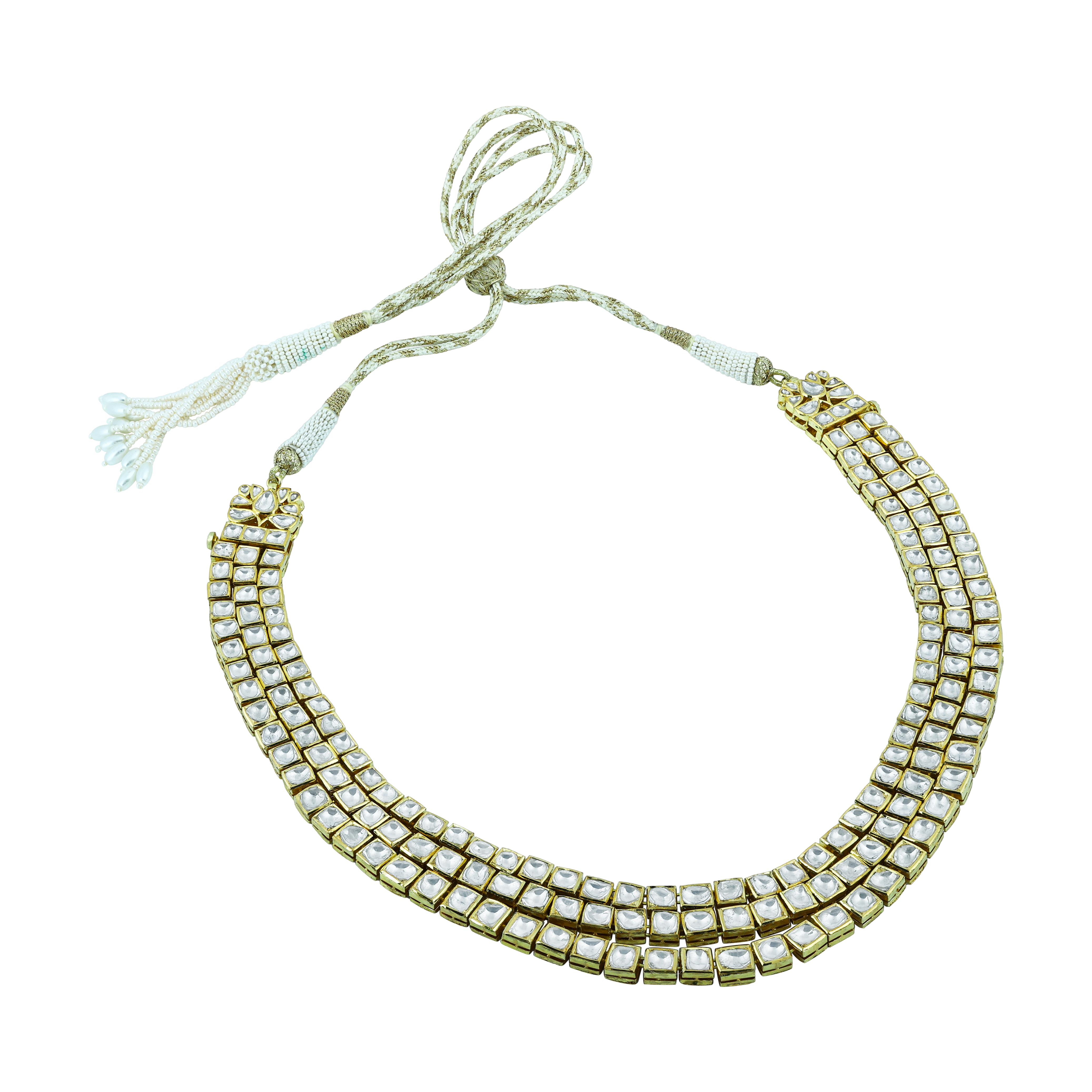 Triple-Layered Necklace with Geometric Polkis Elegance