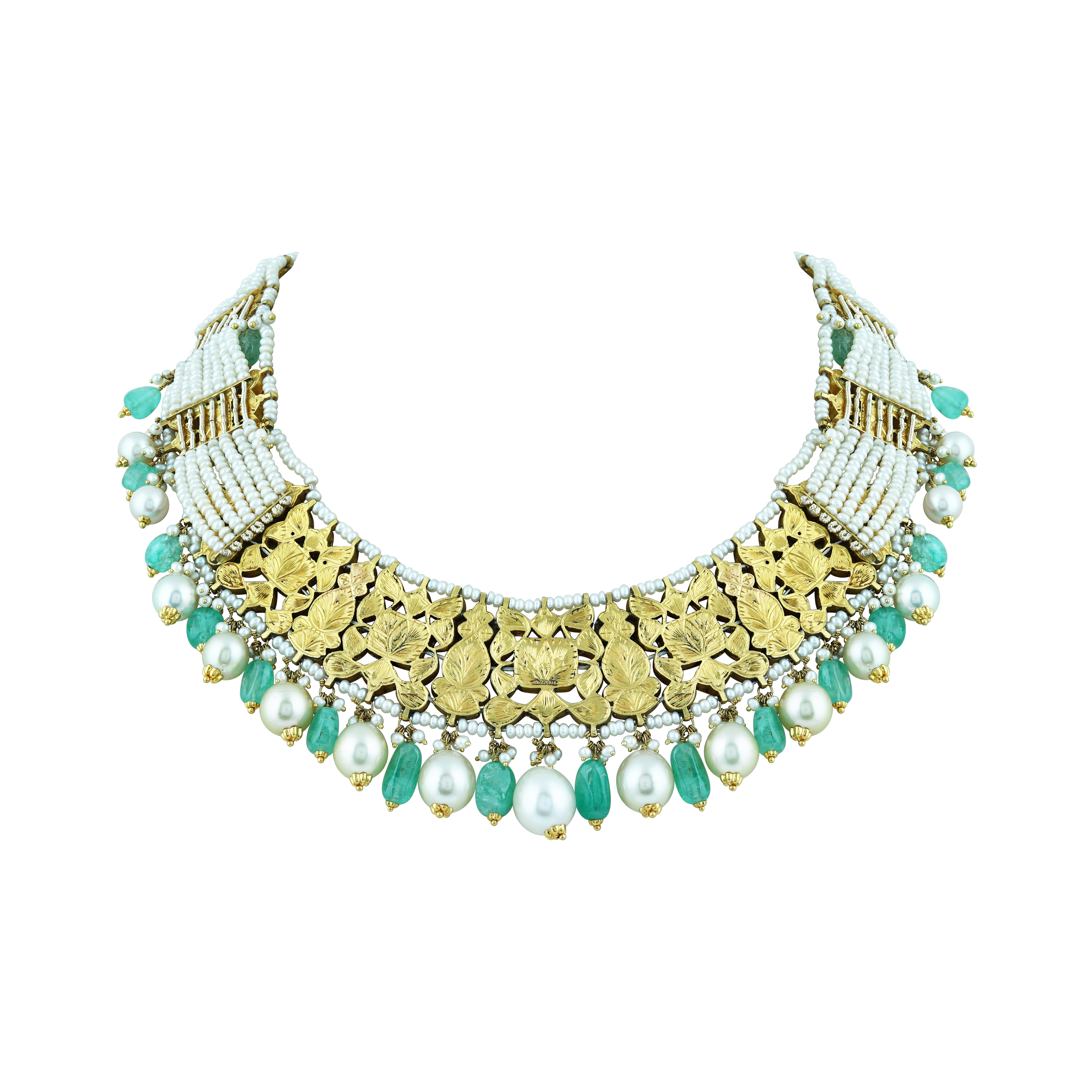 Uncut Diamond Polki Necklace Set with Emerald ,Ruby and Pearls