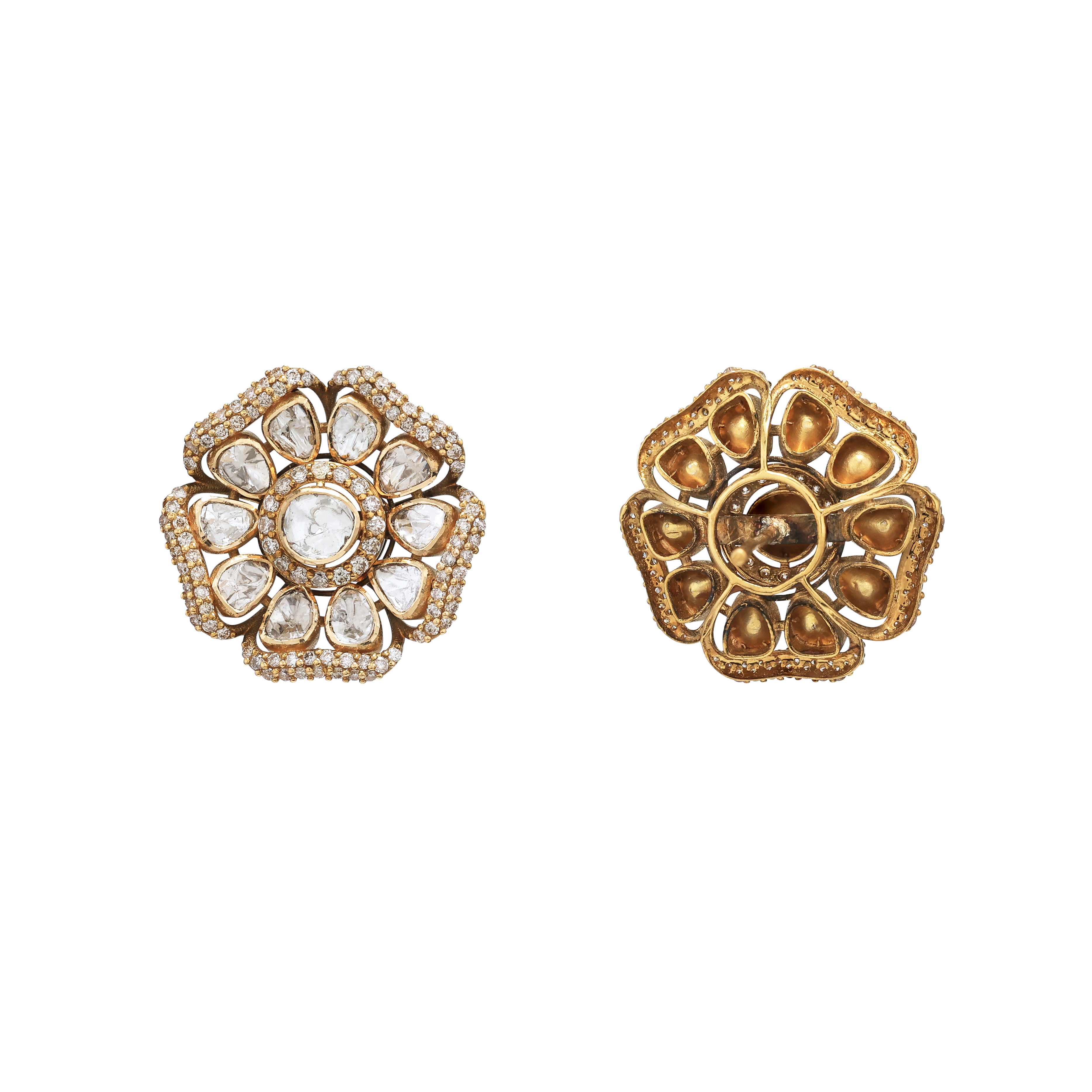 Polki Floral Antique Studs