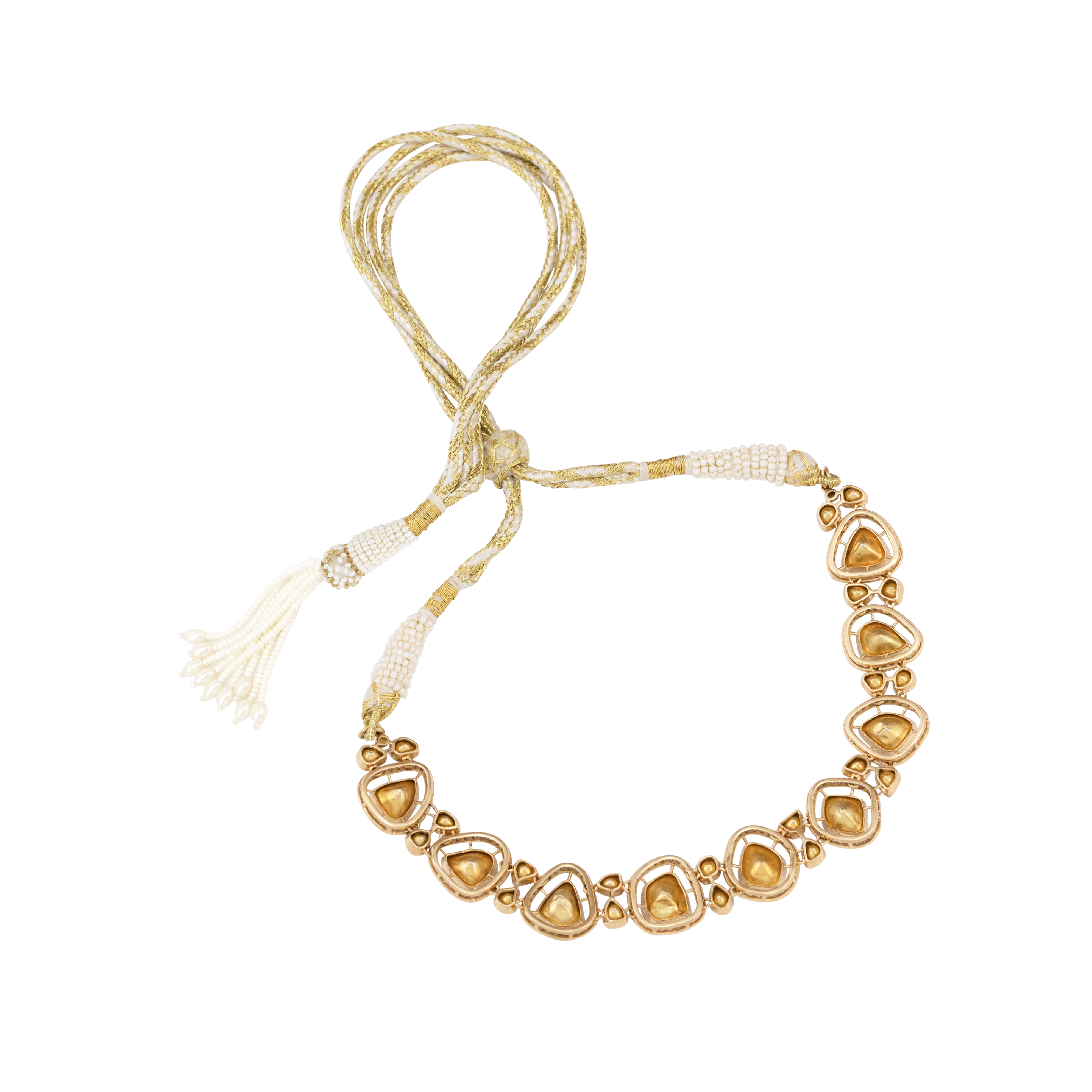 Open Polki Diamond Choker with Gold and Diamond Halos