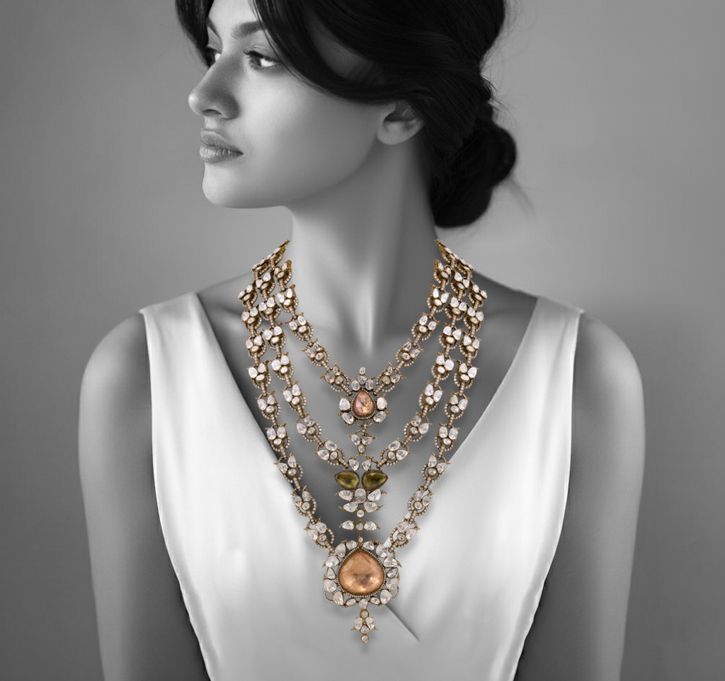 Three-Tiered Antique Polki Grandeur