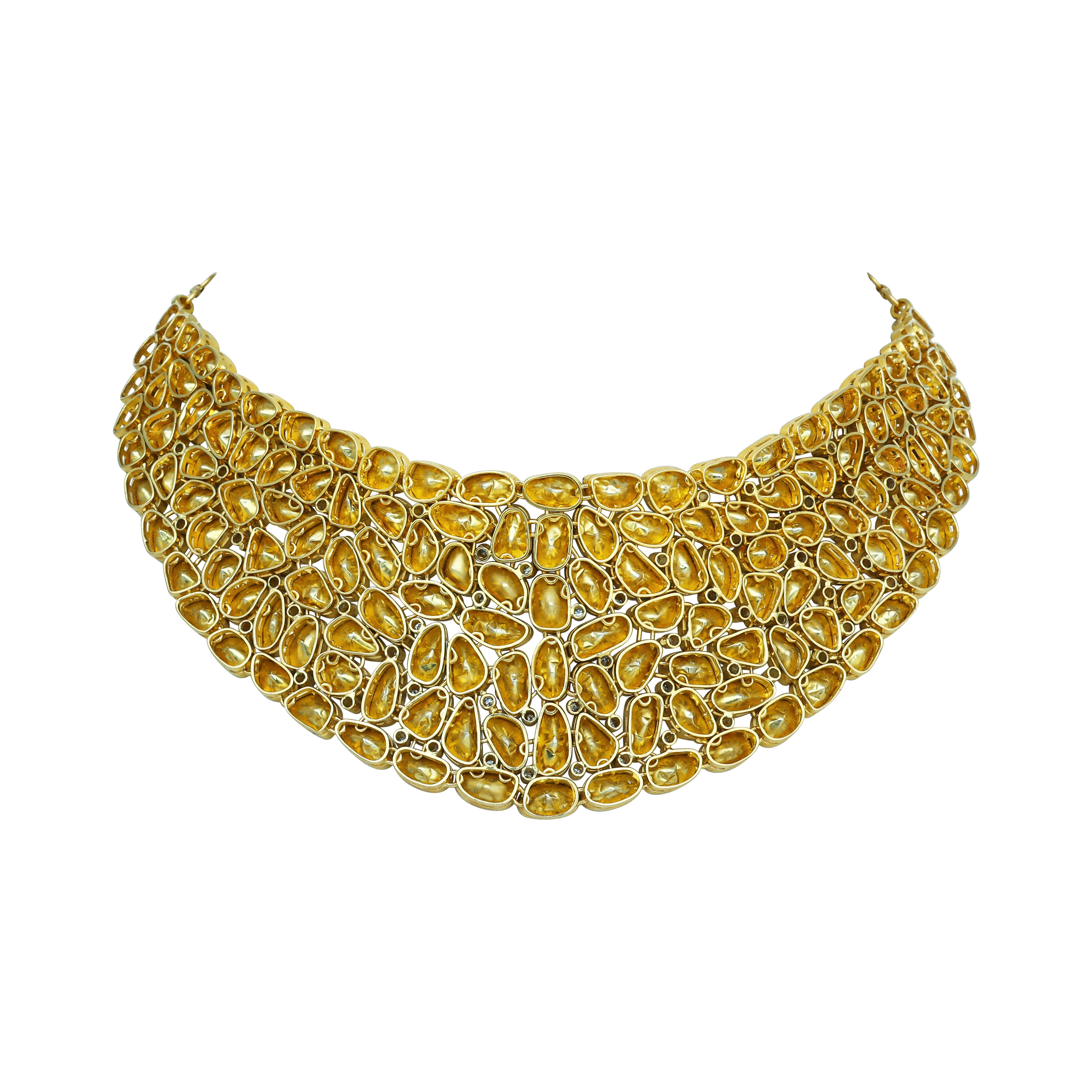 Open Polki Collar Necklace with Adjustable Back Chain