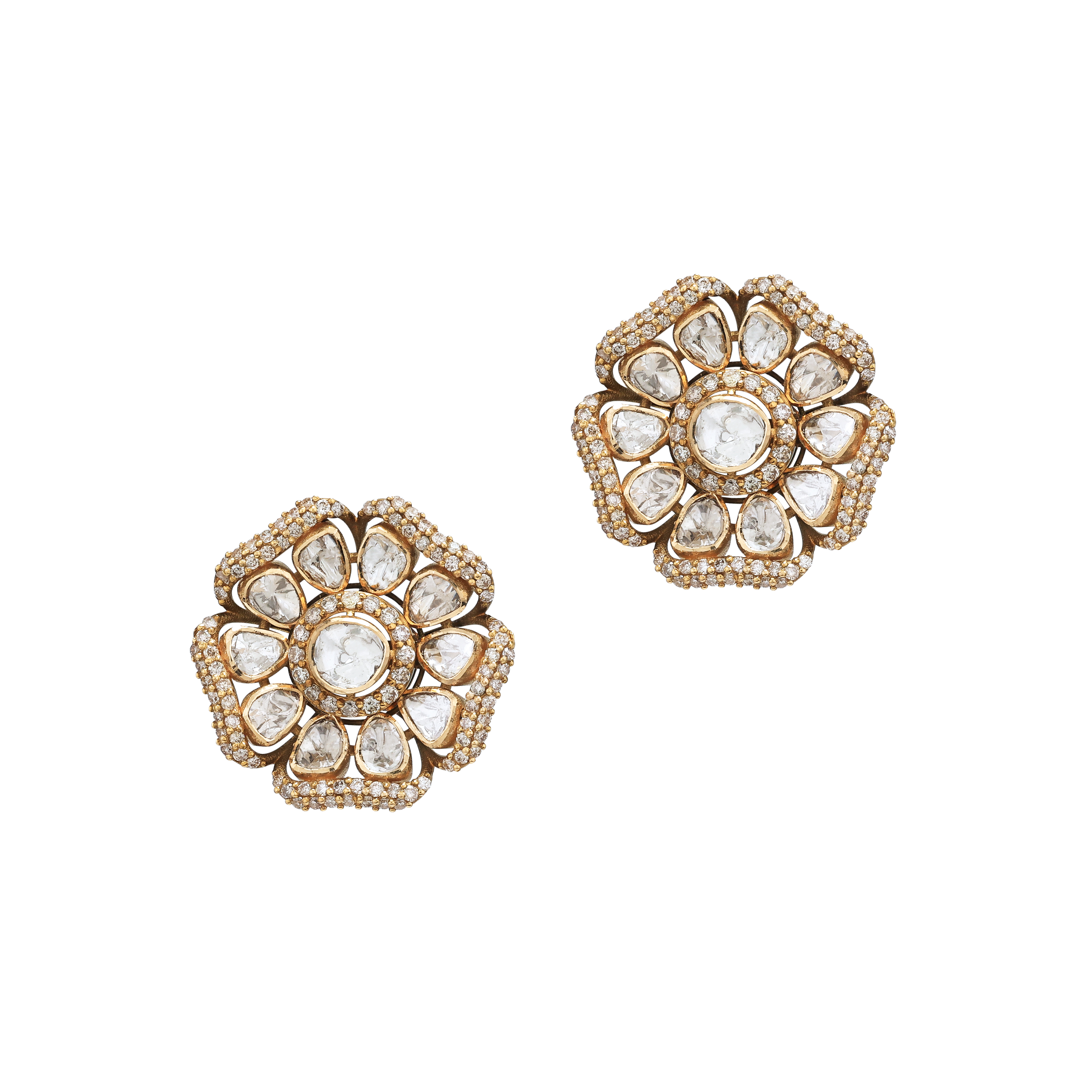 Polki Floral Antique Studs
