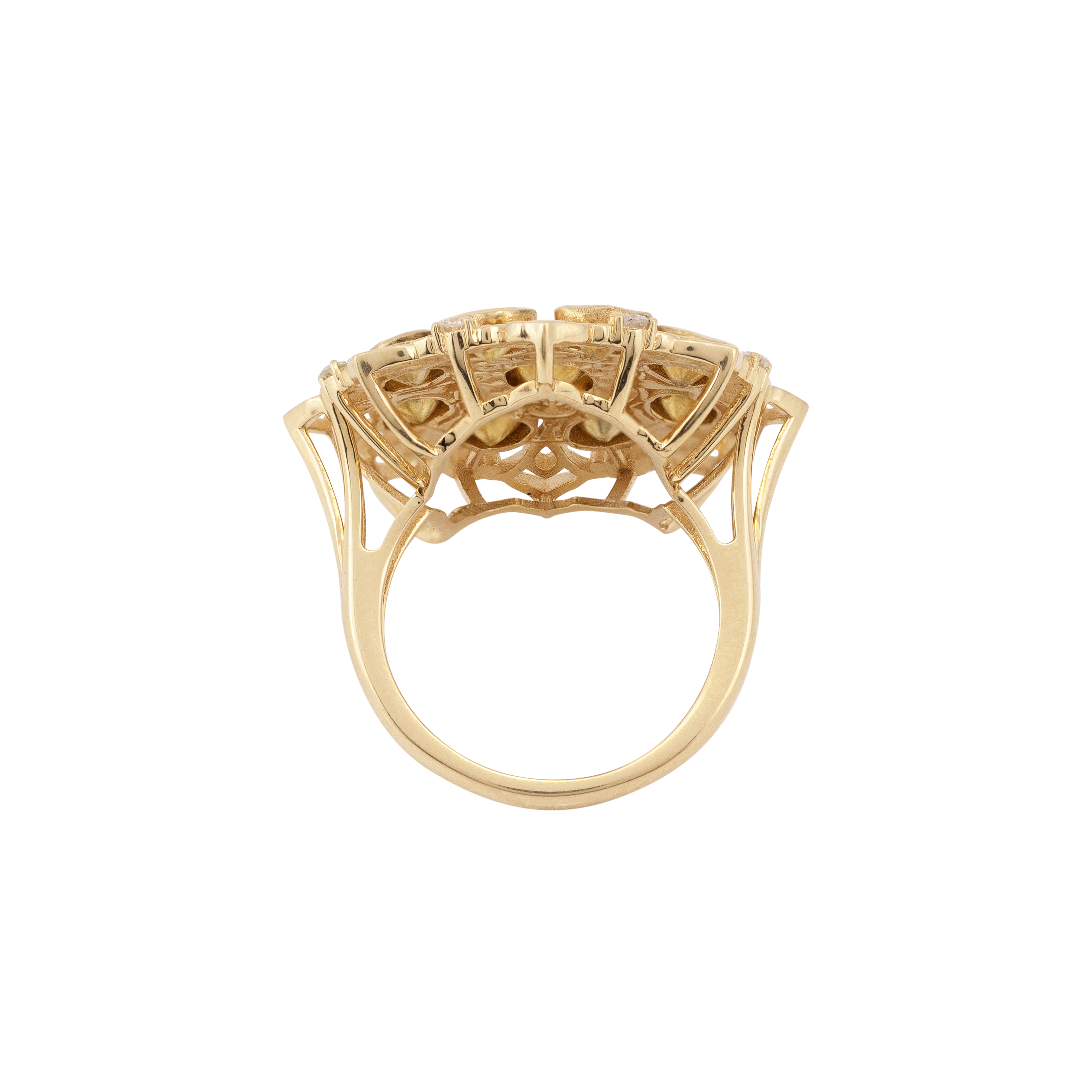 Polki Cluster Ring with Filigree Gold Design