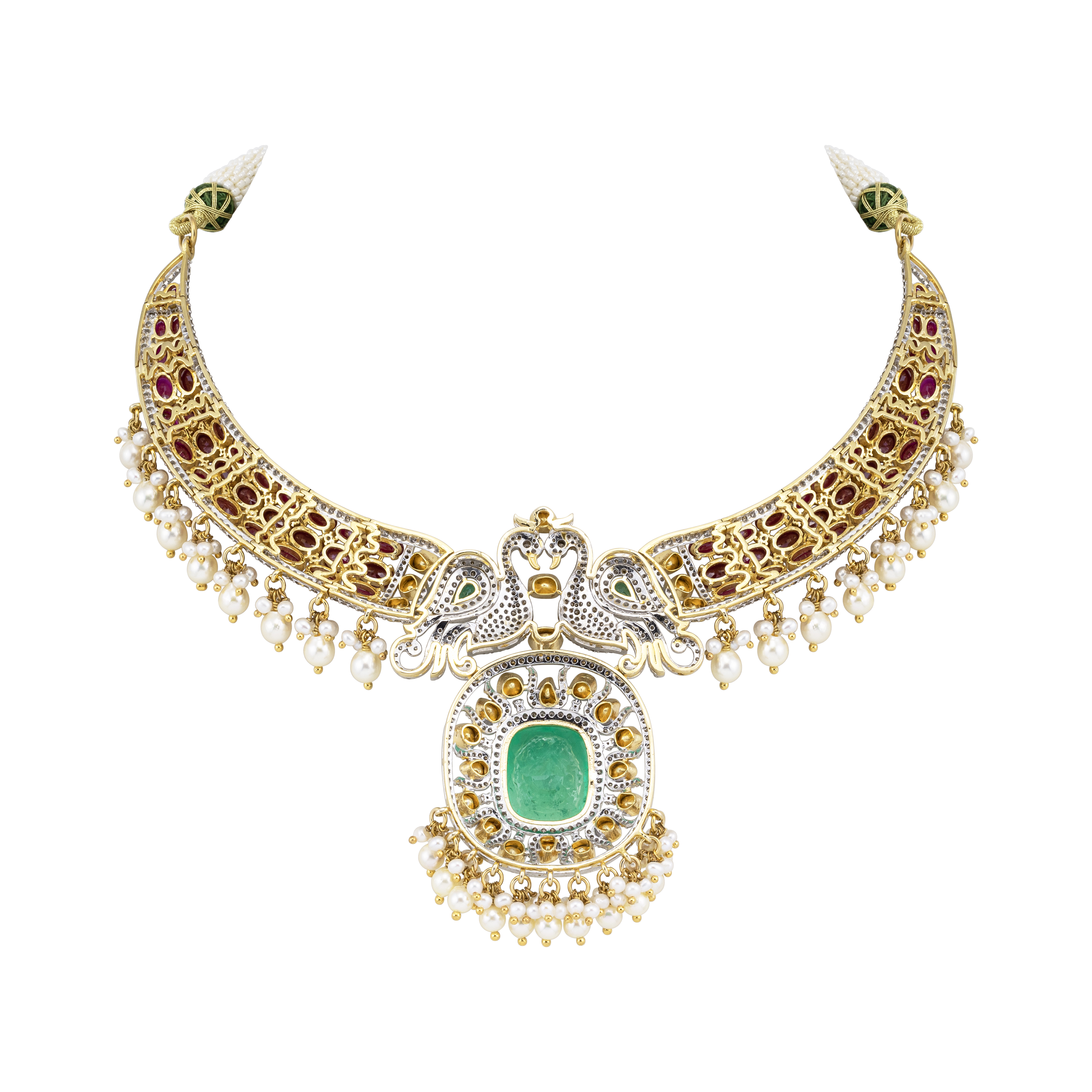 Emerald Statement Hasli with Twin Peacocks