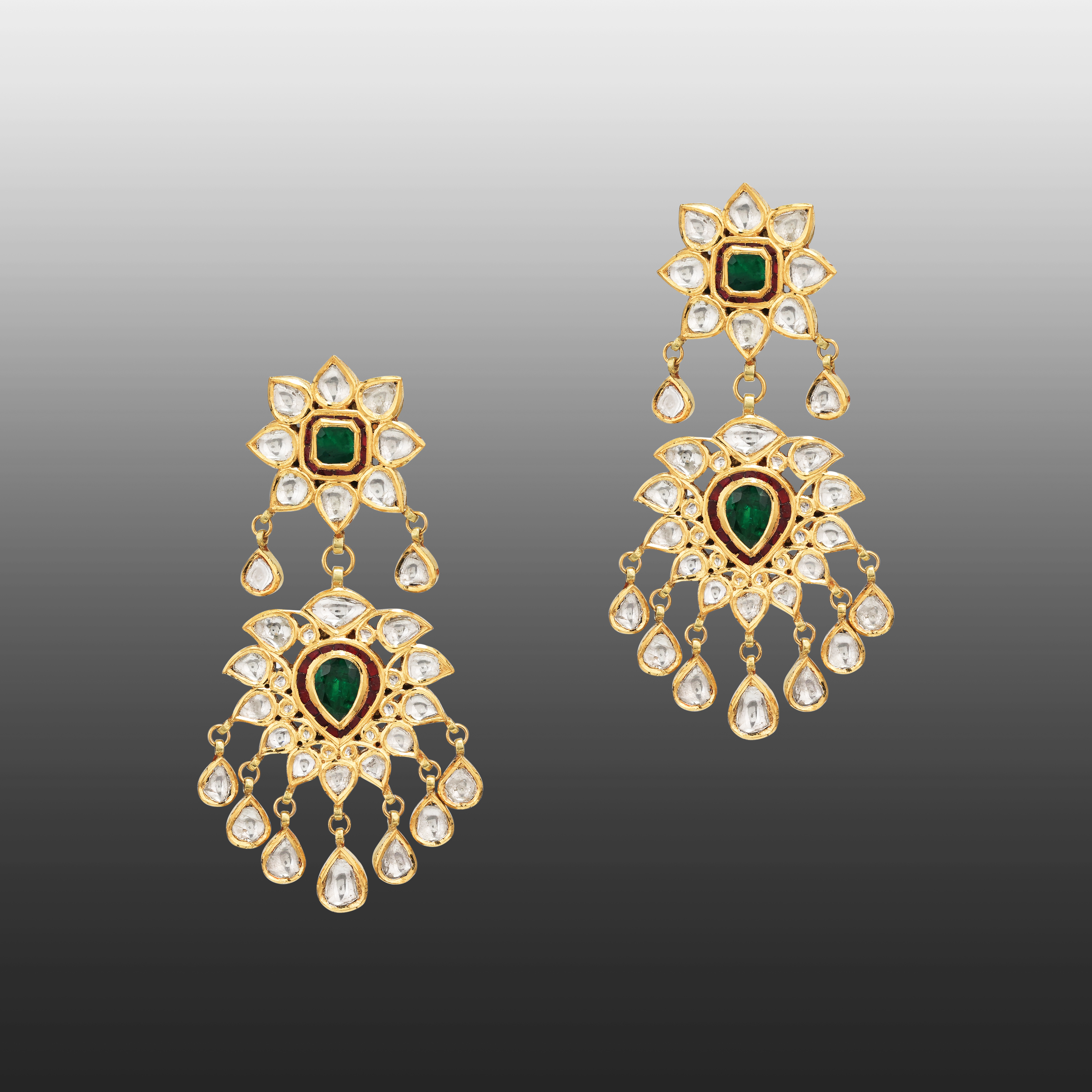 Evergreen Traditional Emerald-Ruby Accent Earrings