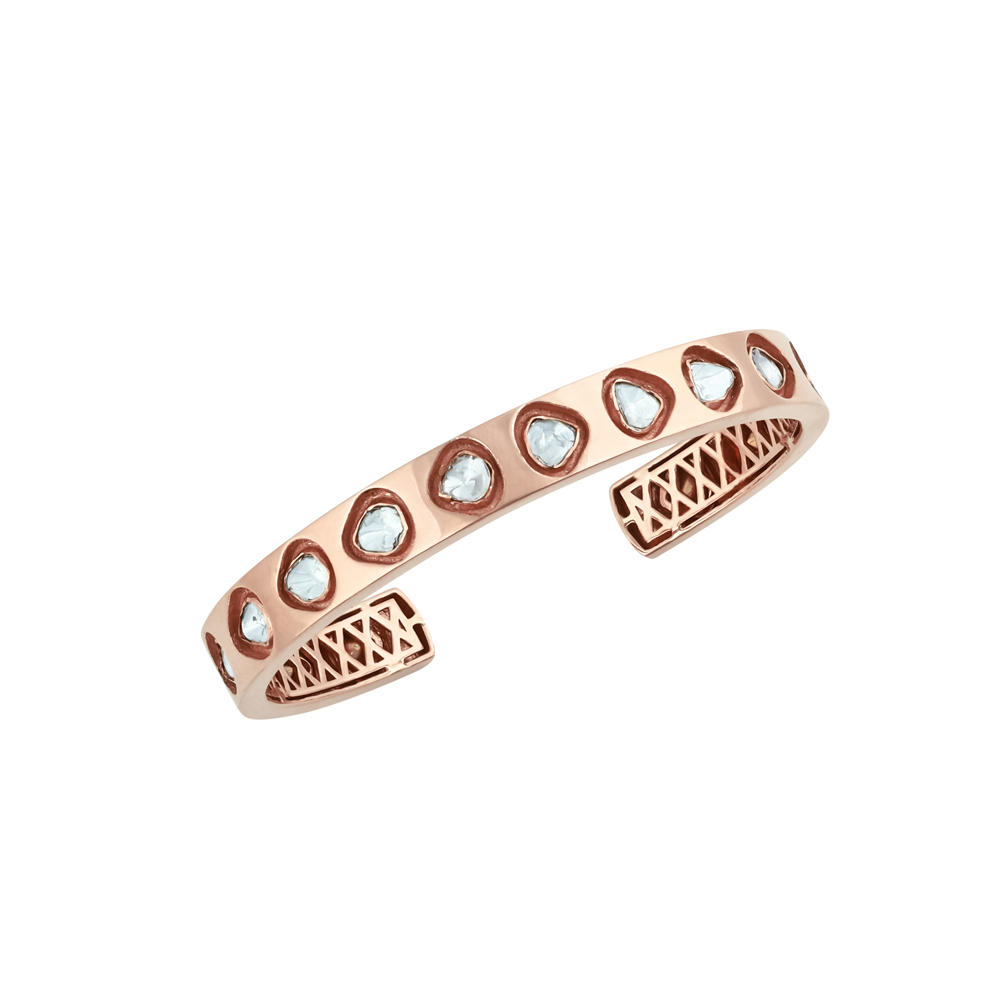 Rose Gold Open Cuff-Bangle with Polkis
