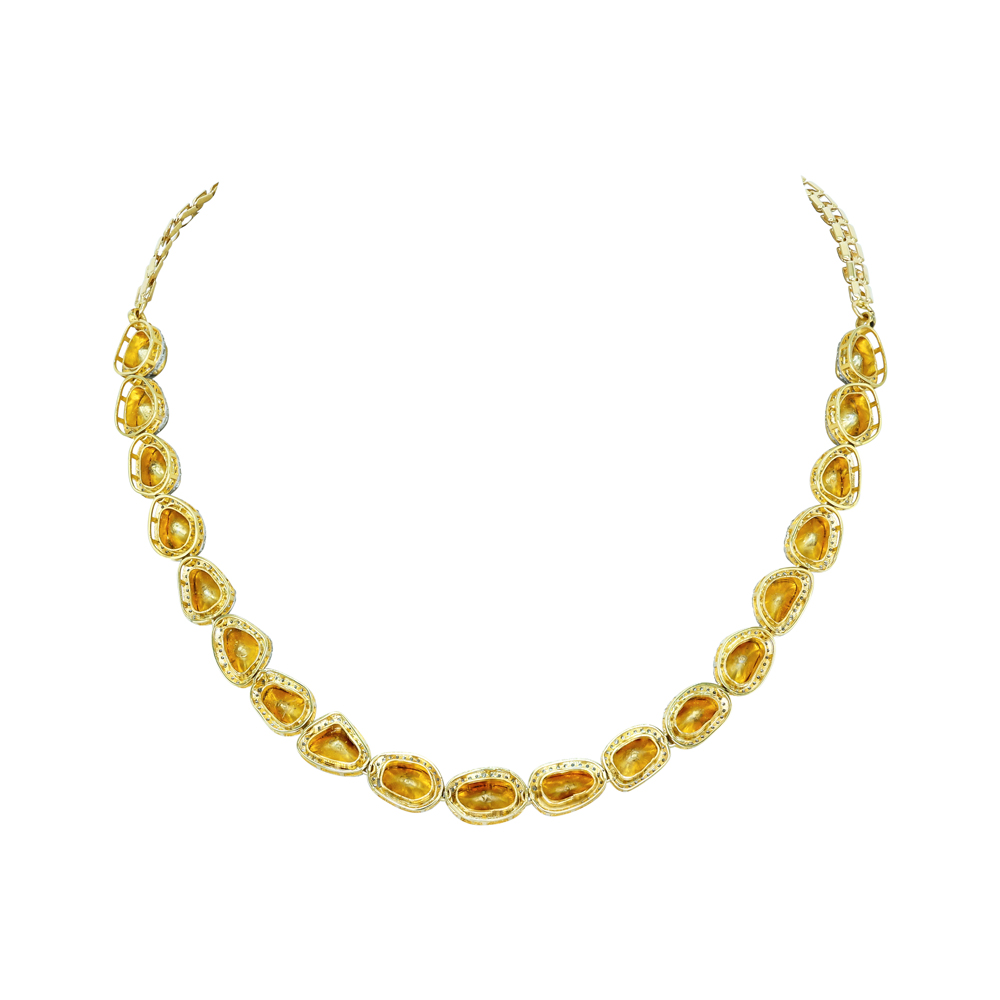 Polki Diamond Necklace with Diamond Halo