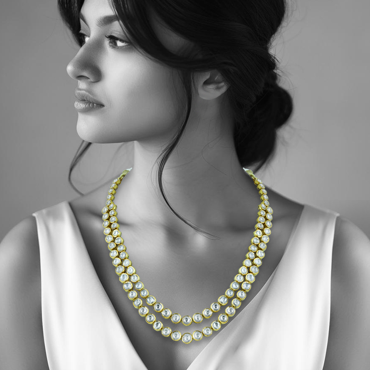 Two-Tier Uncut Diamond Necklace with Timeless Elegance
