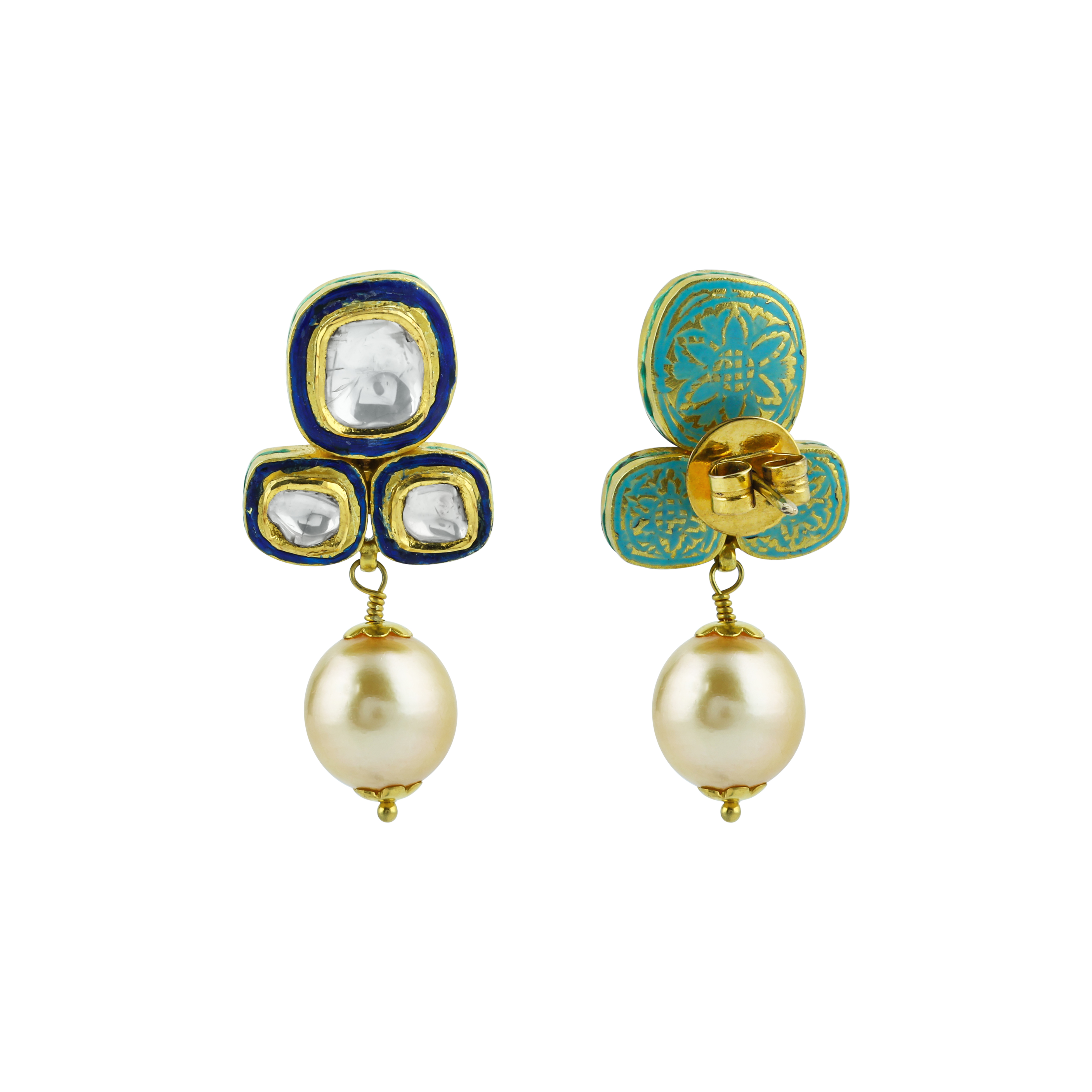 Navratan Necklace Set with Double Layers of Pearls and Gemstones