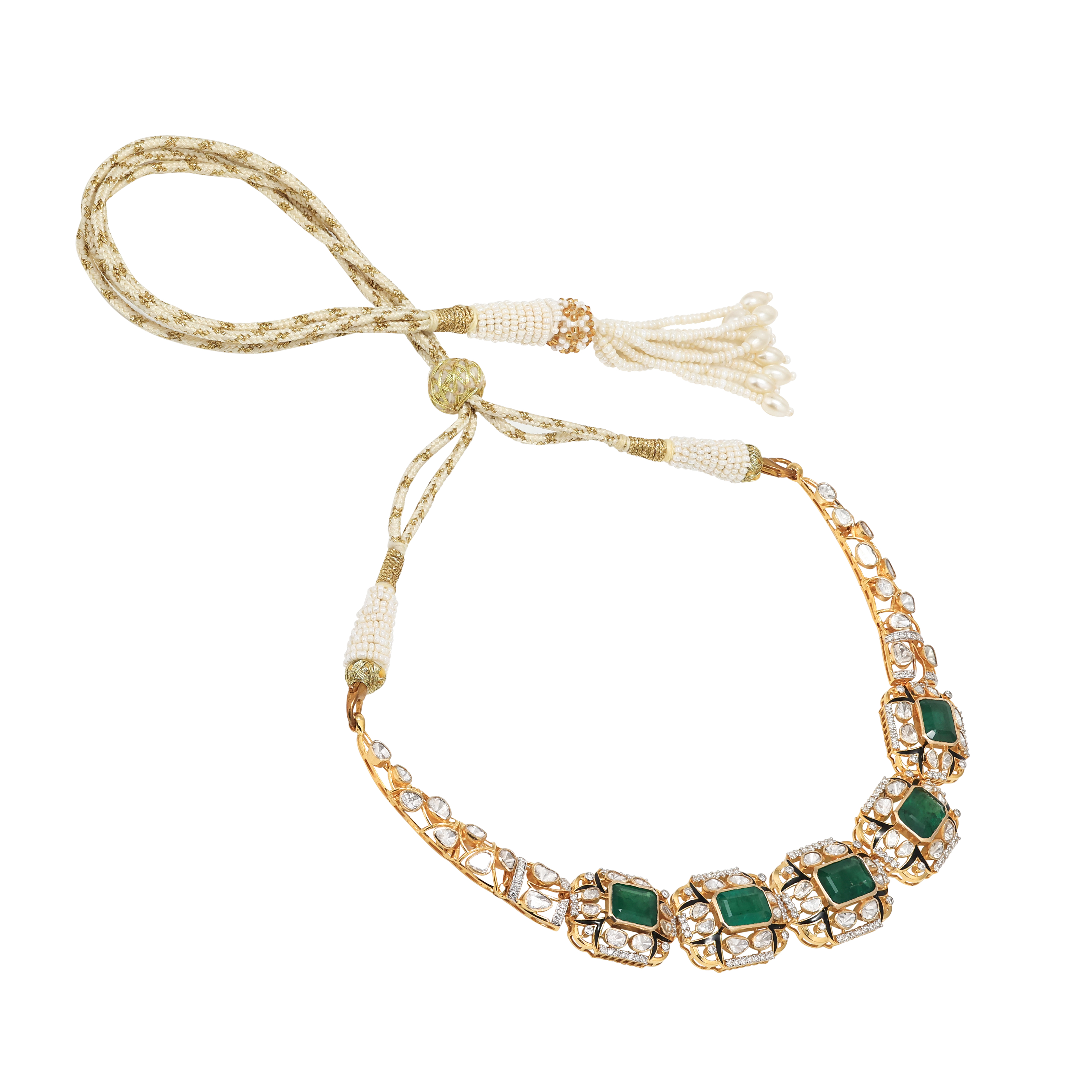 Emerald with Black Enamel Fusion Necklace