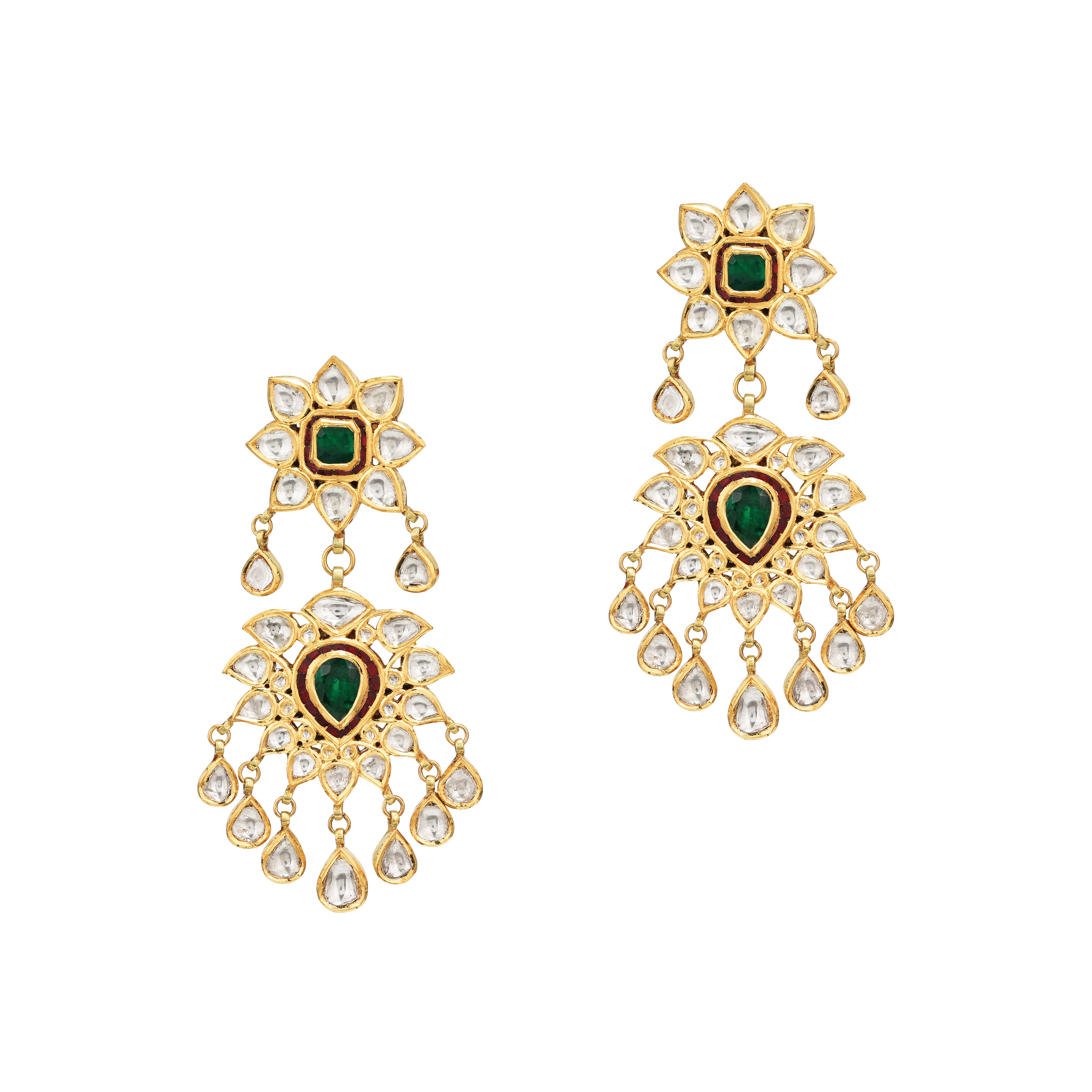 Evergreen Traditional Emerald-Ruby Accent Earrings