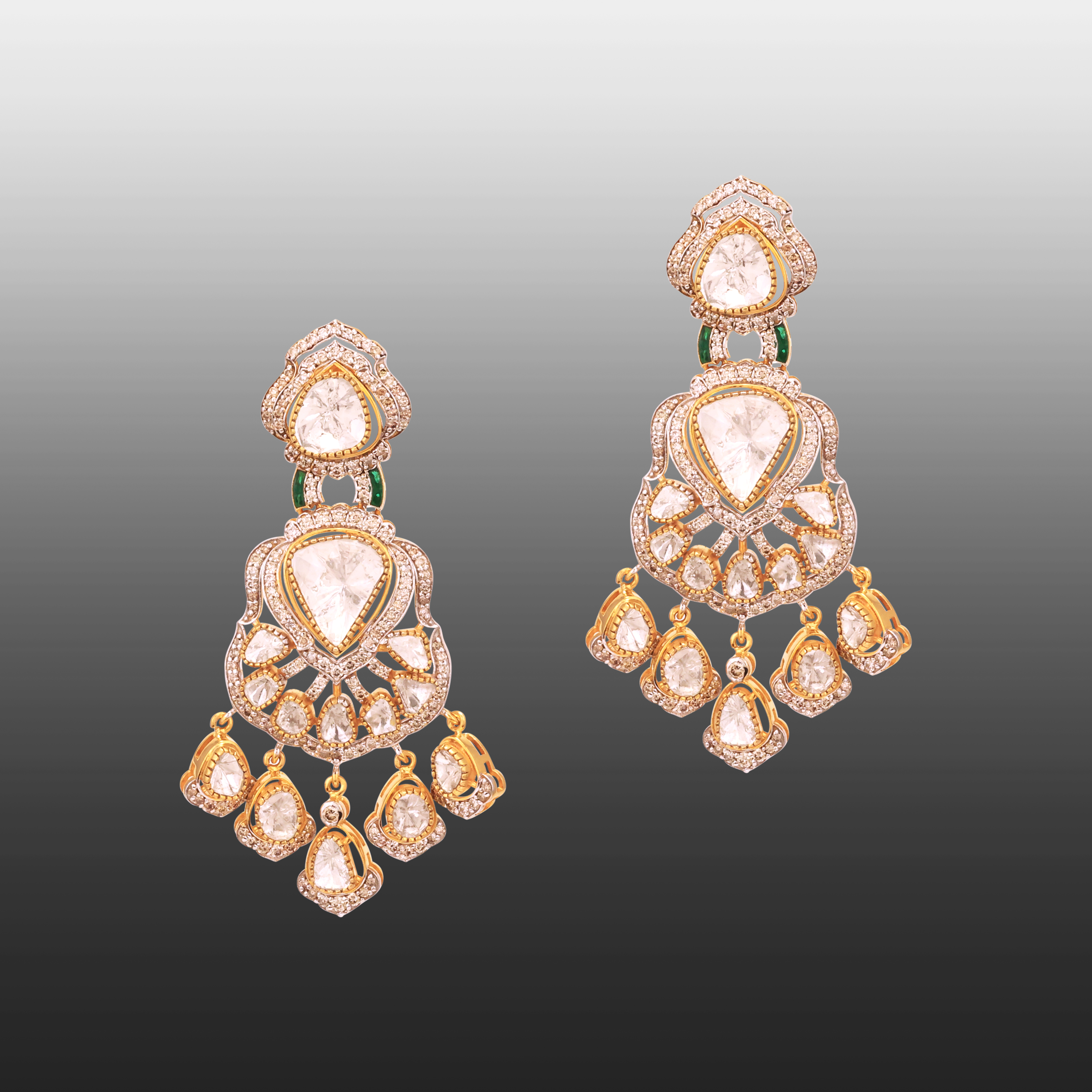 Inverted Pear Polki Drop Earrings