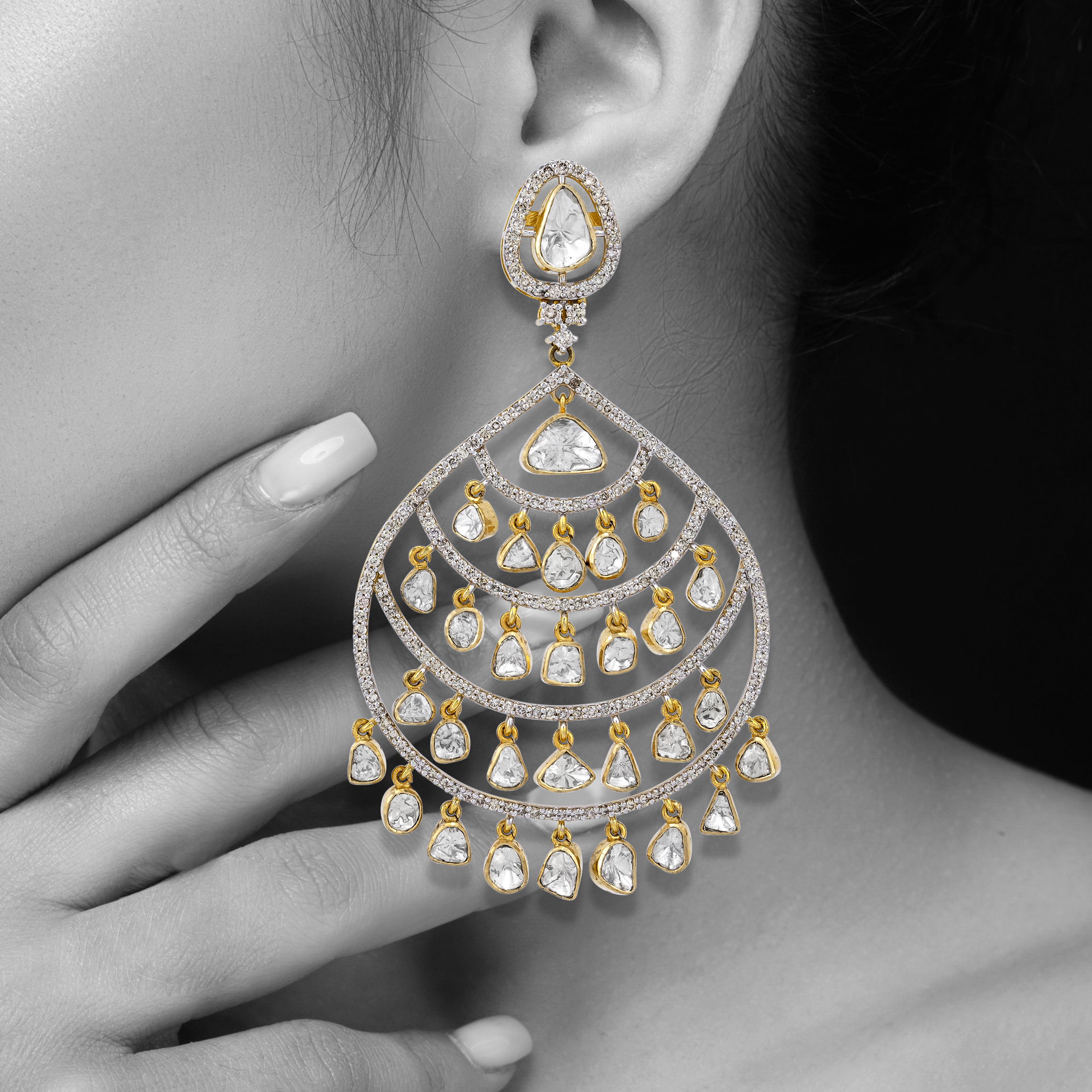 Tiered Open-Setting Polki Danglers