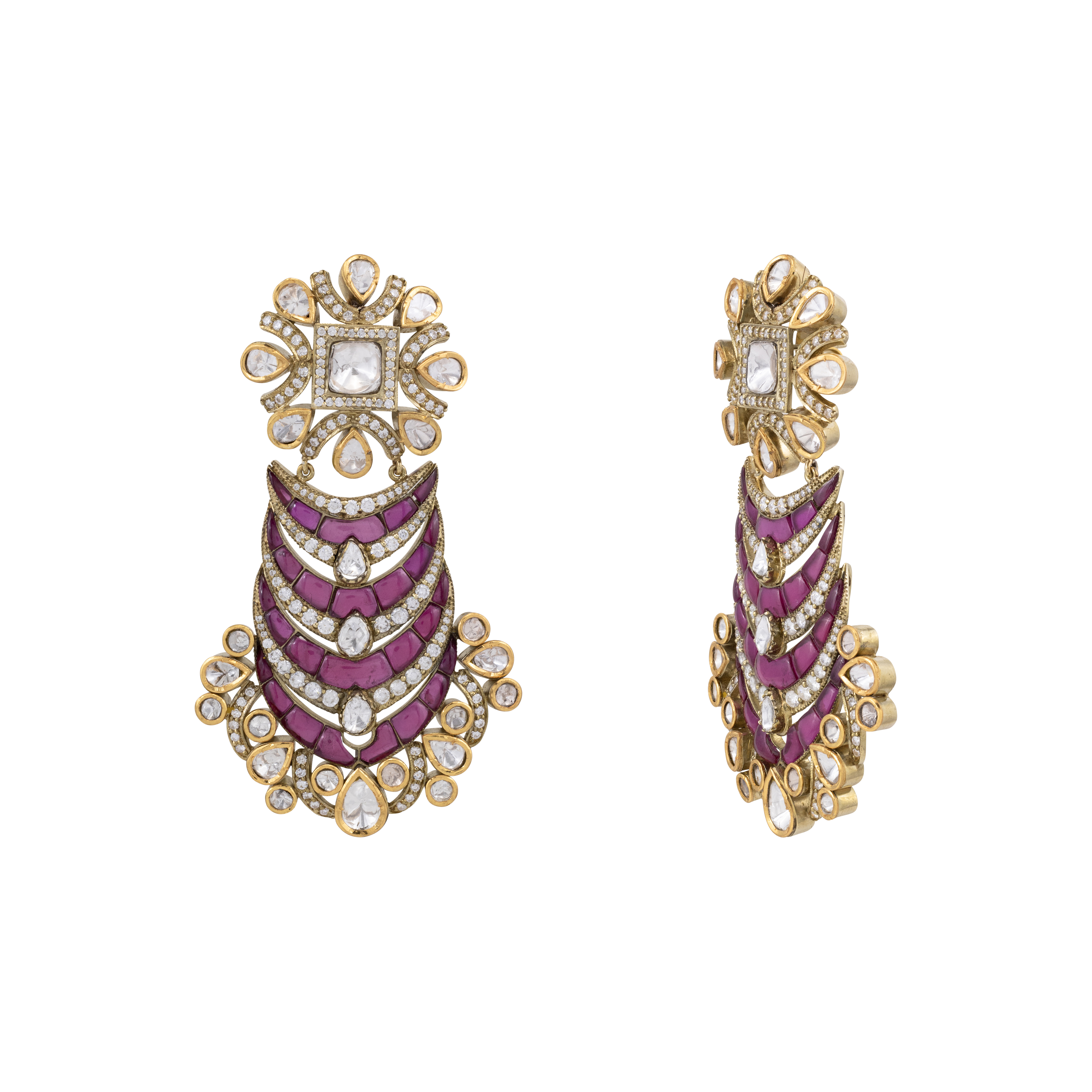 Layered Ruby Earring with Fusion Touch